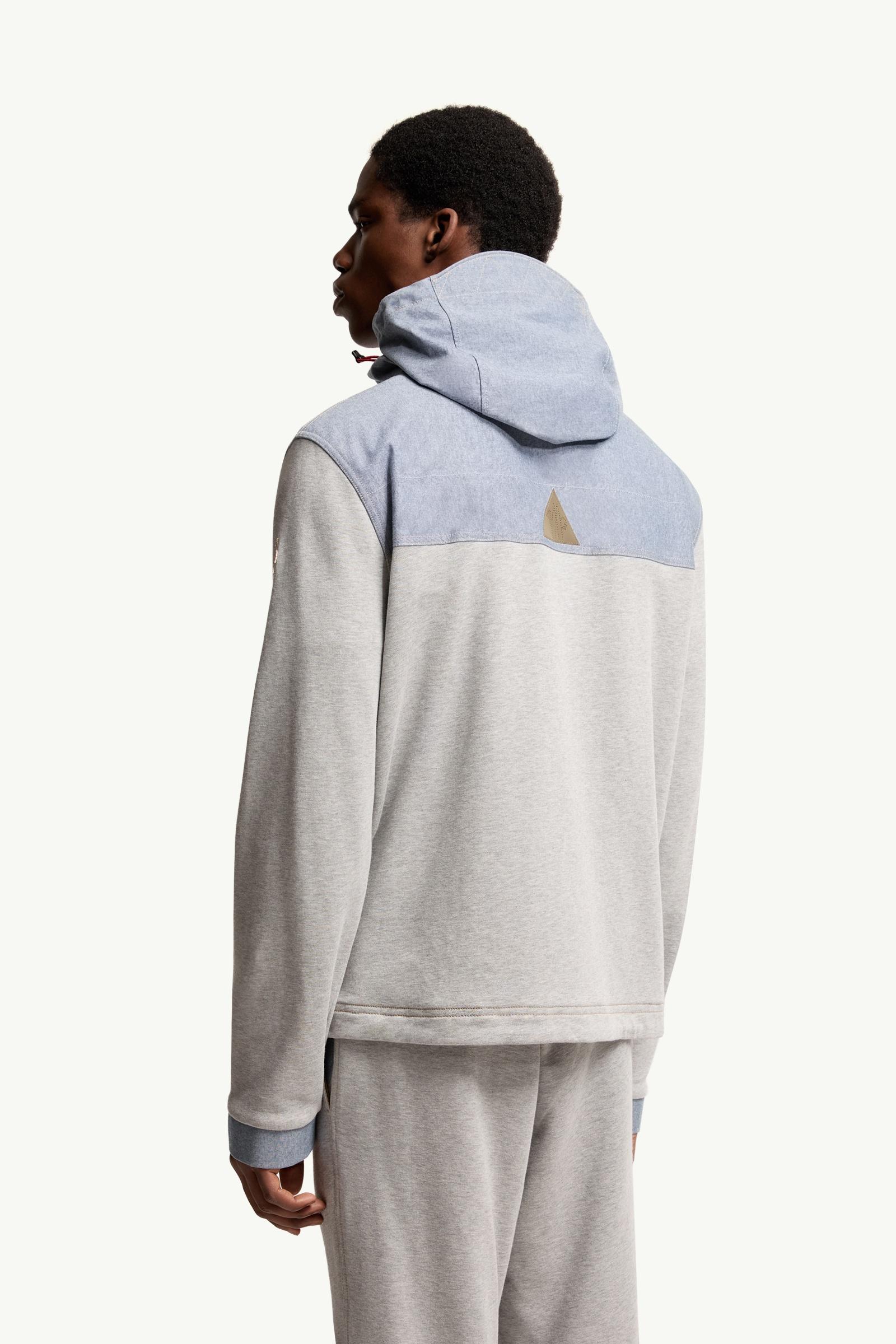 Moncler Cotton & Chambray Zip-Up Sweatshirt Grey Grey