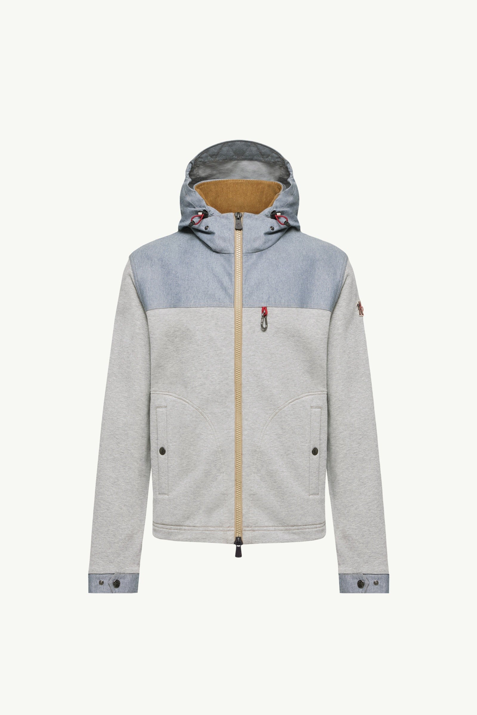 Moncler Cotton & Chambray Zip-Up Sweatshirt Grey Grey