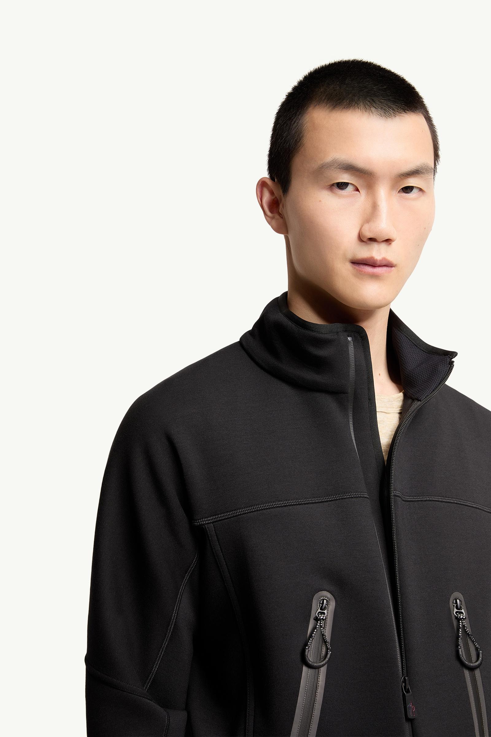 Moncler Logo Zip-Up Sweatshirt Black Black