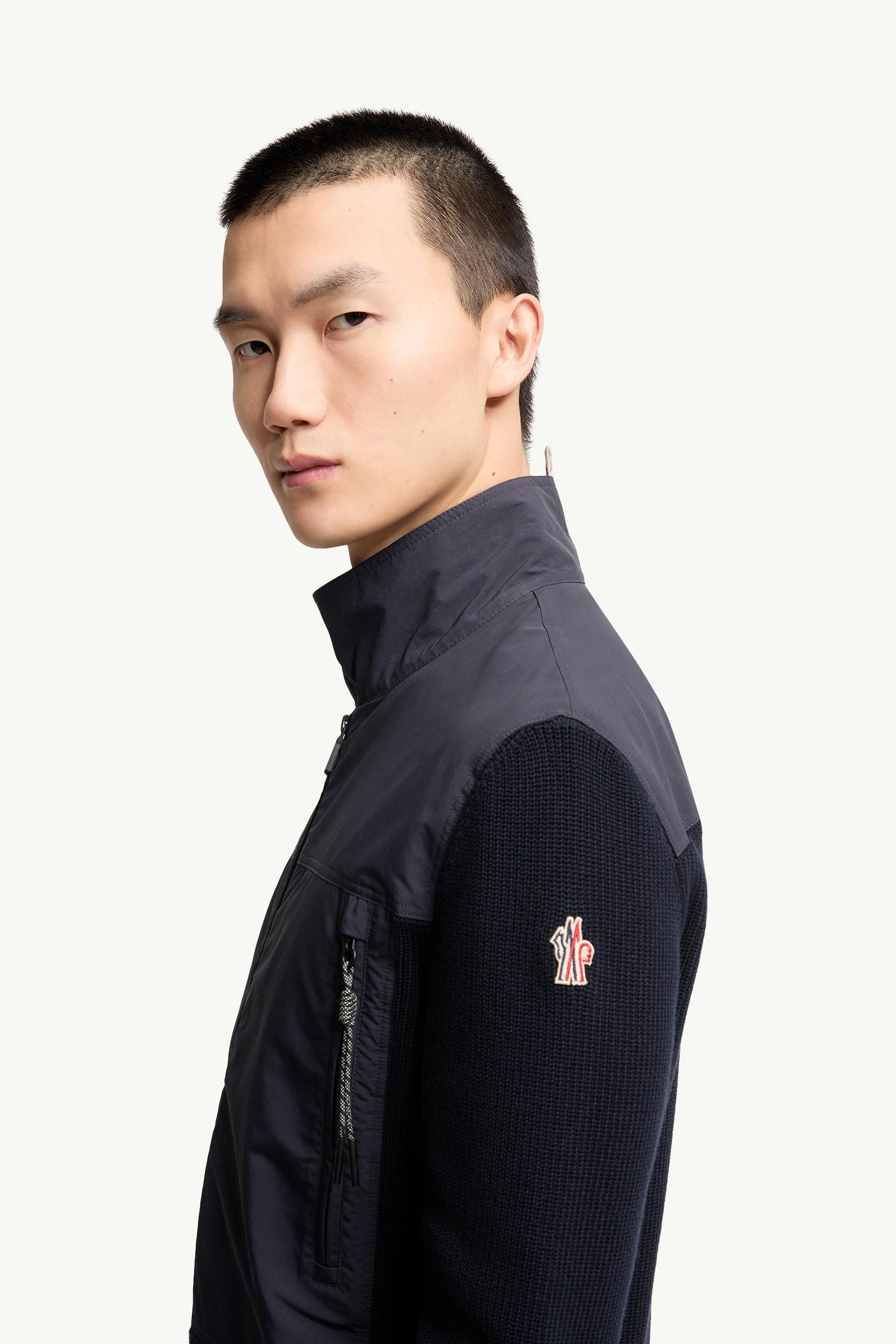 Moncler Padded Zip-Up Cotton Cardigan Navy Blue Navy Blue