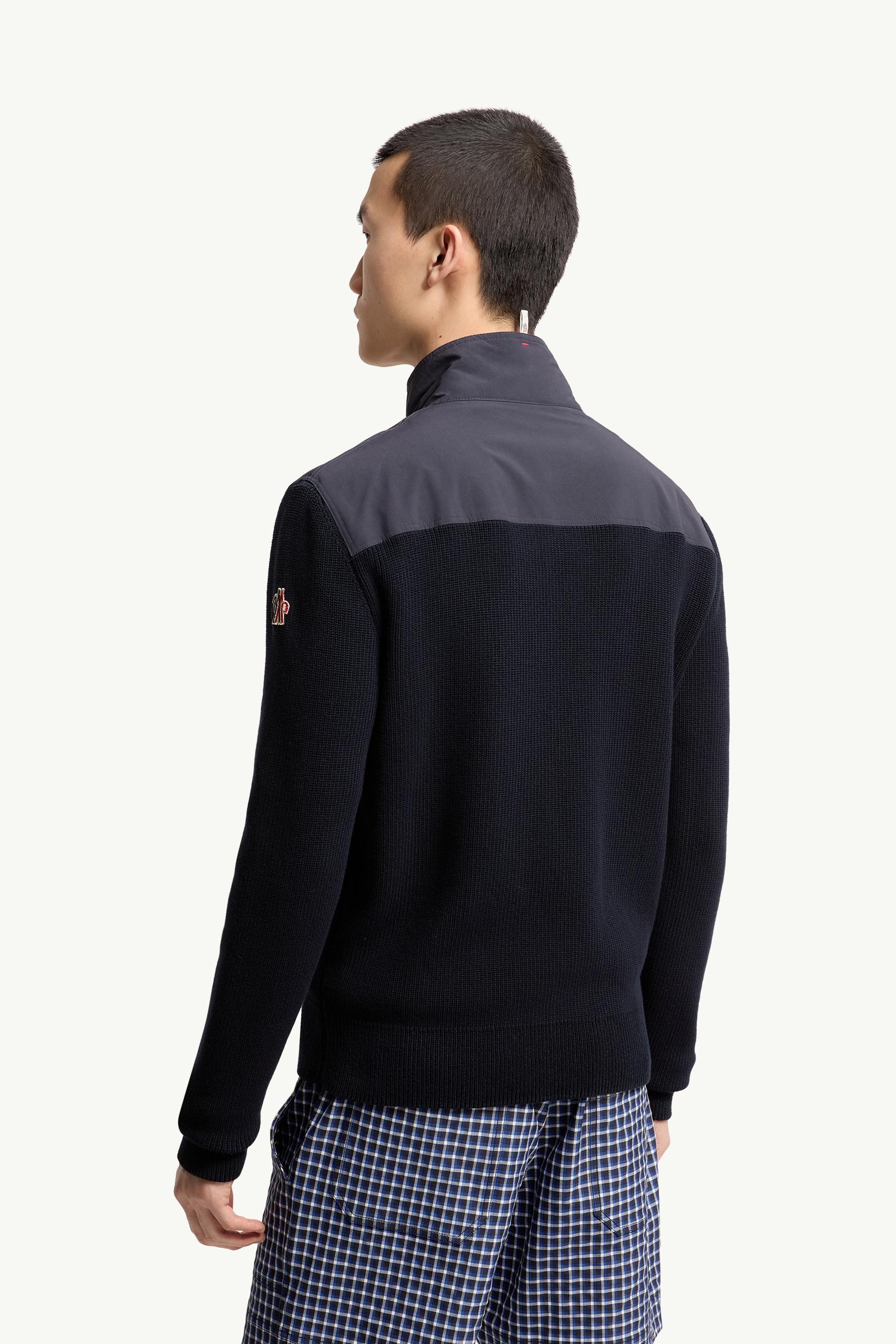 Moncler Padded Zip-Up Cotton Cardigan Navy Blue Navy Blue