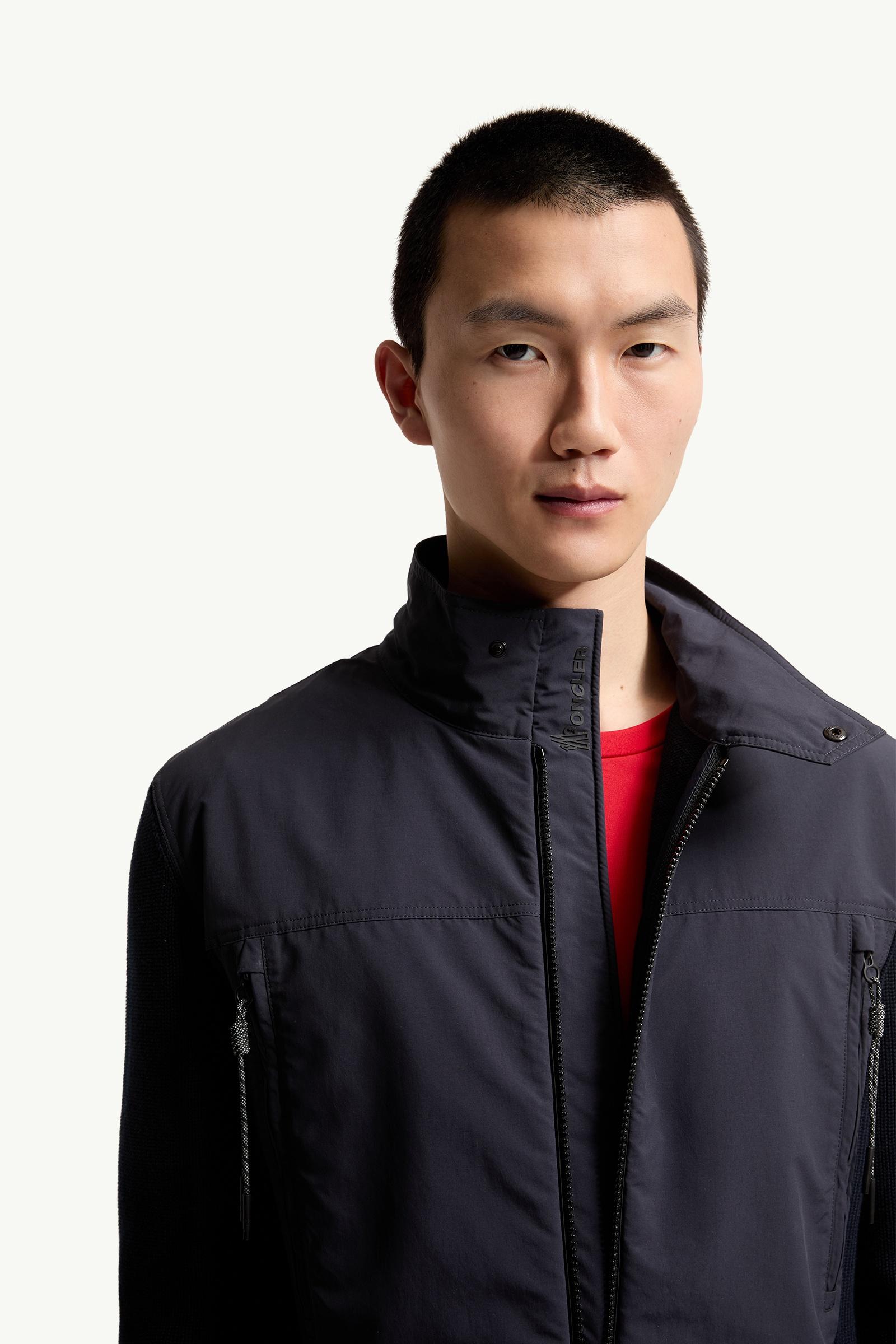 Moncler Padded Zip-Up Cotton Cardigan Navy Blue Navy Blue