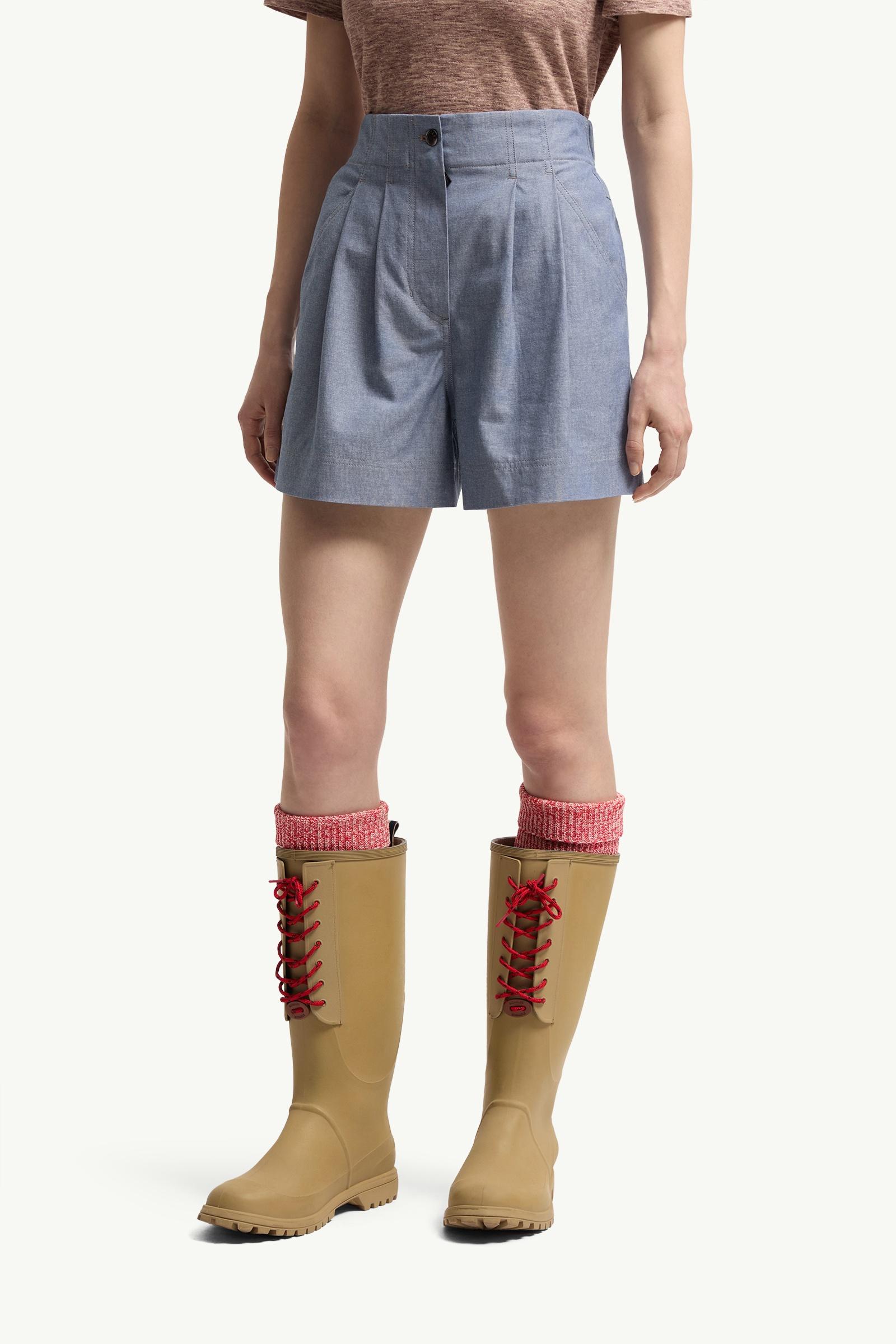 Moncler Chambray Shorts Powder Blue Powder Blue