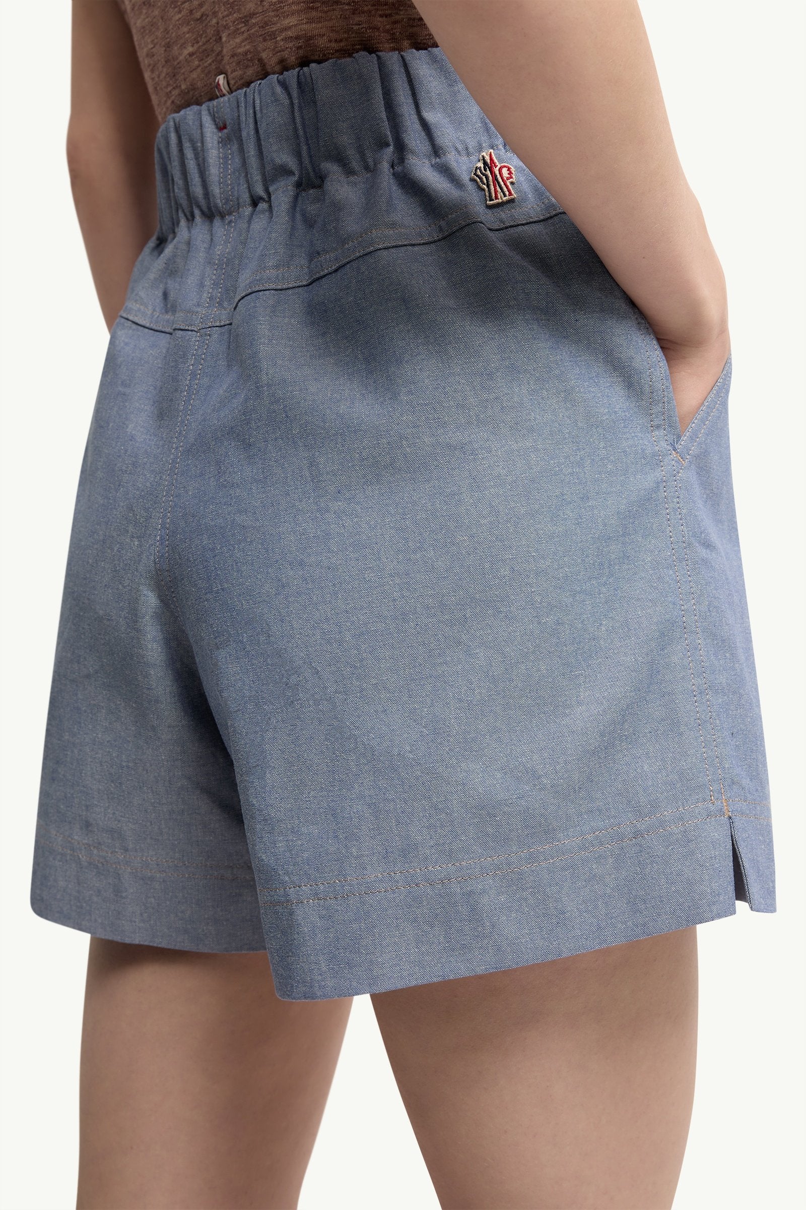 Moncler Chambray Shorts Powder Blue Powder Blue