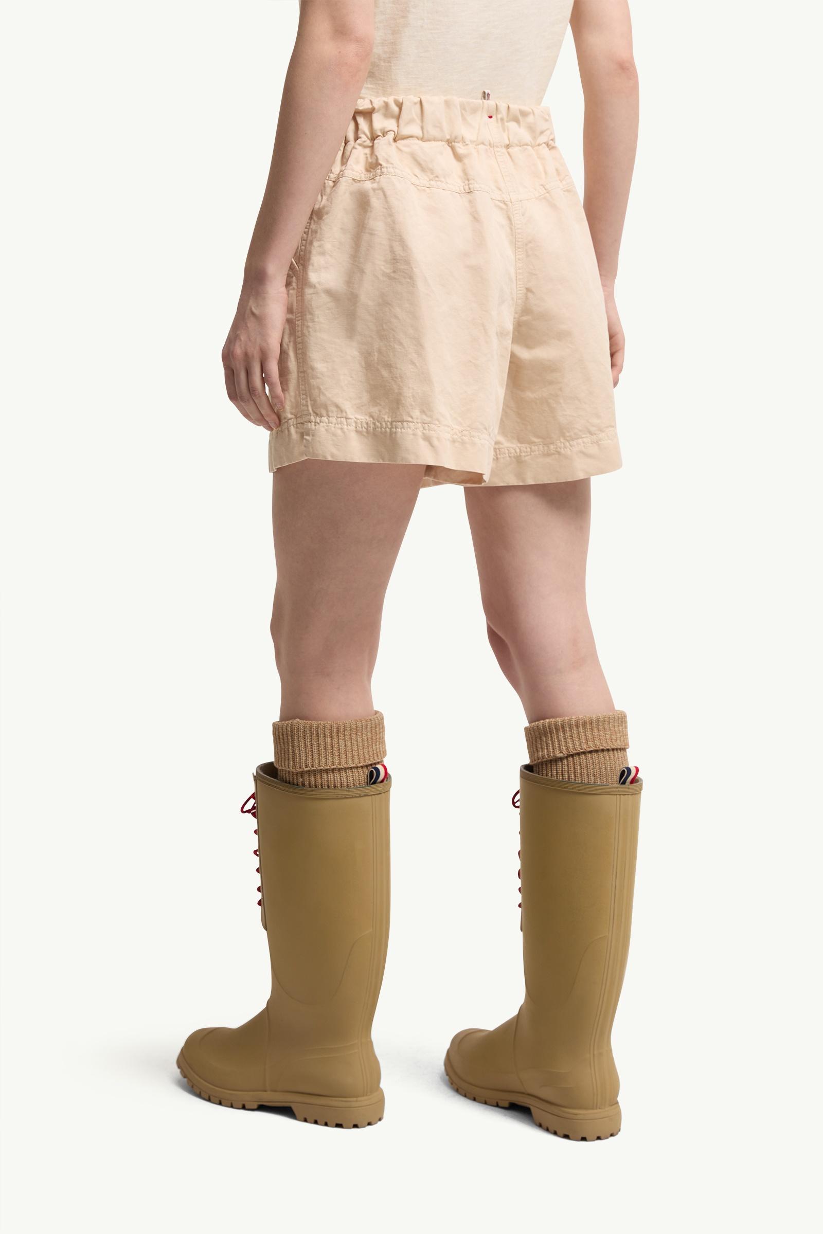 Moncler Cotton & Linen Blend Shorts Light Beige Light Beige