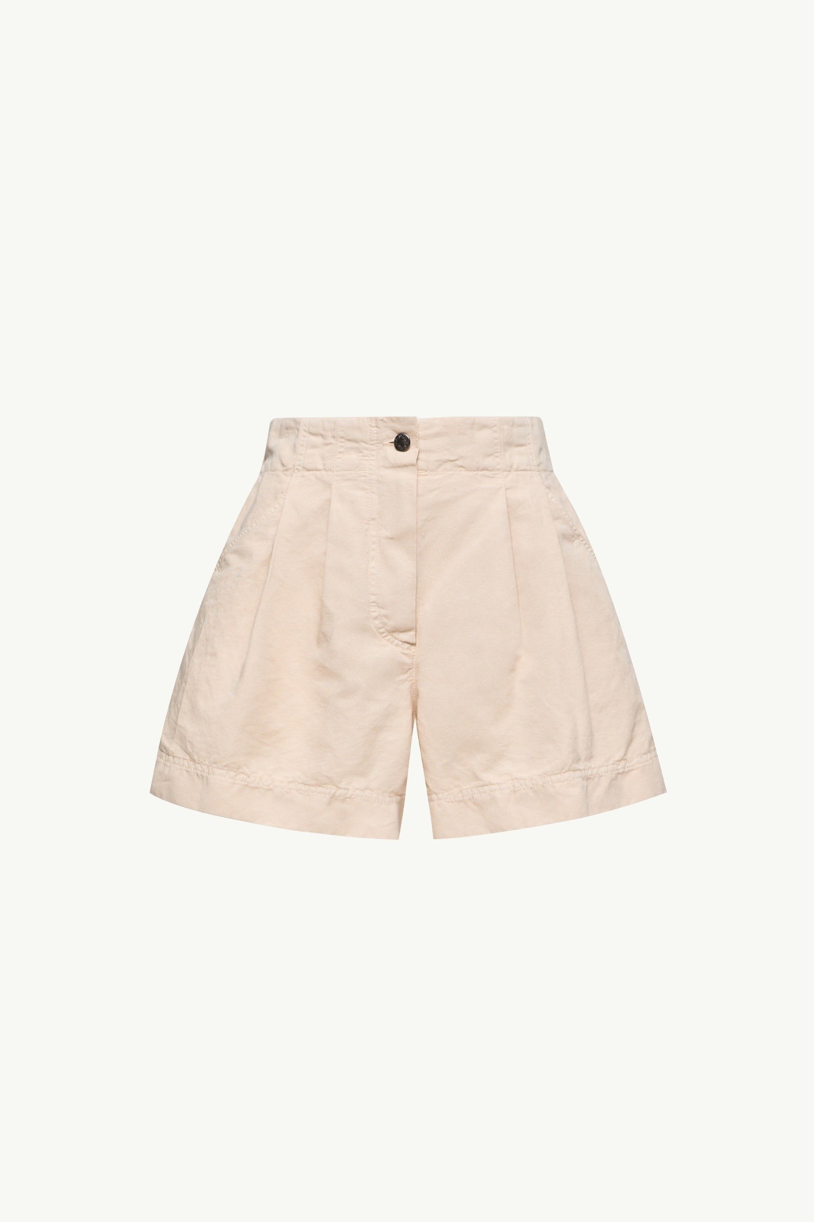 Moncler Cotton & Linen Blend Shorts Light Beige Light Beige