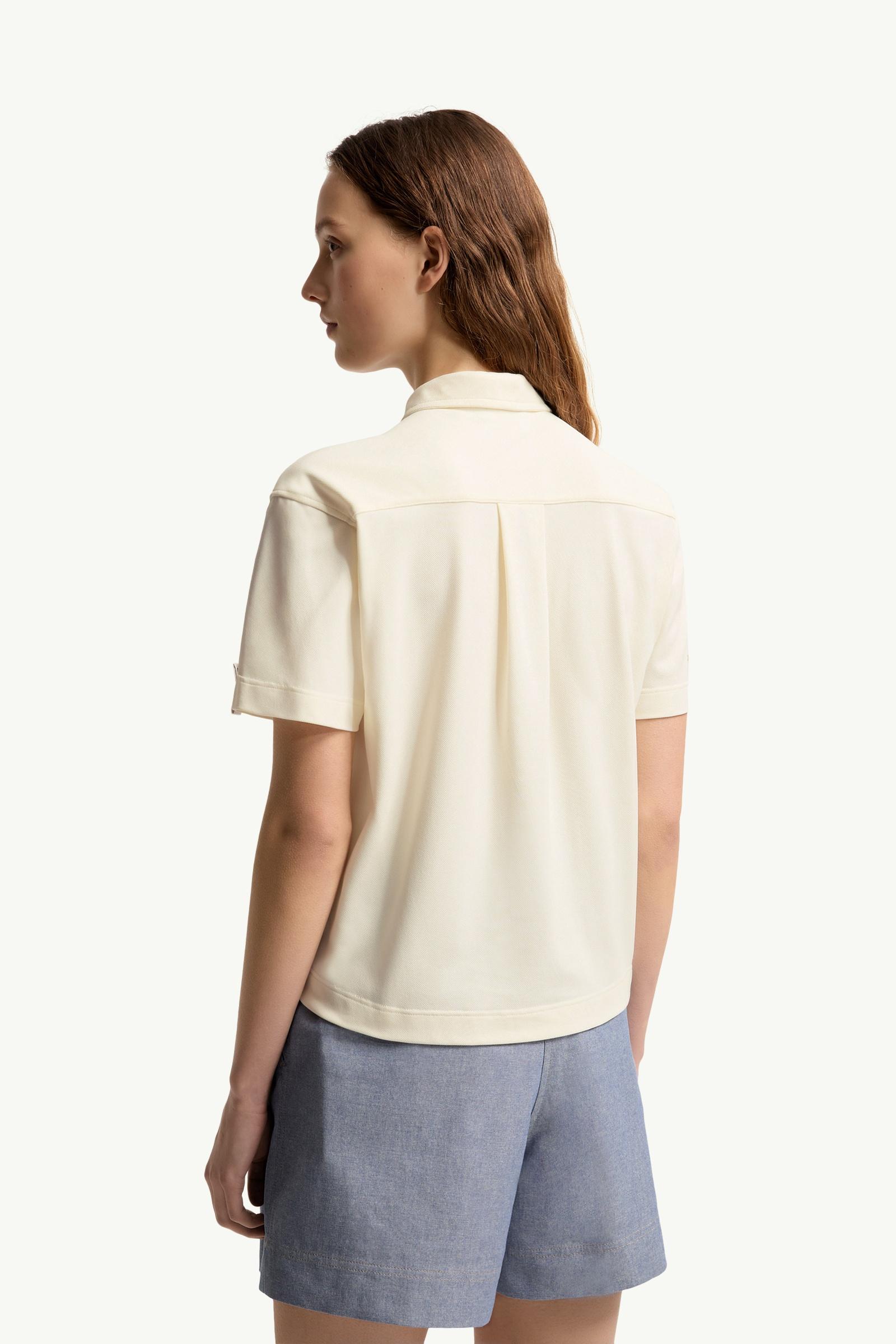 Moncler Embroidered Botanical Motif Polo Shirt White White