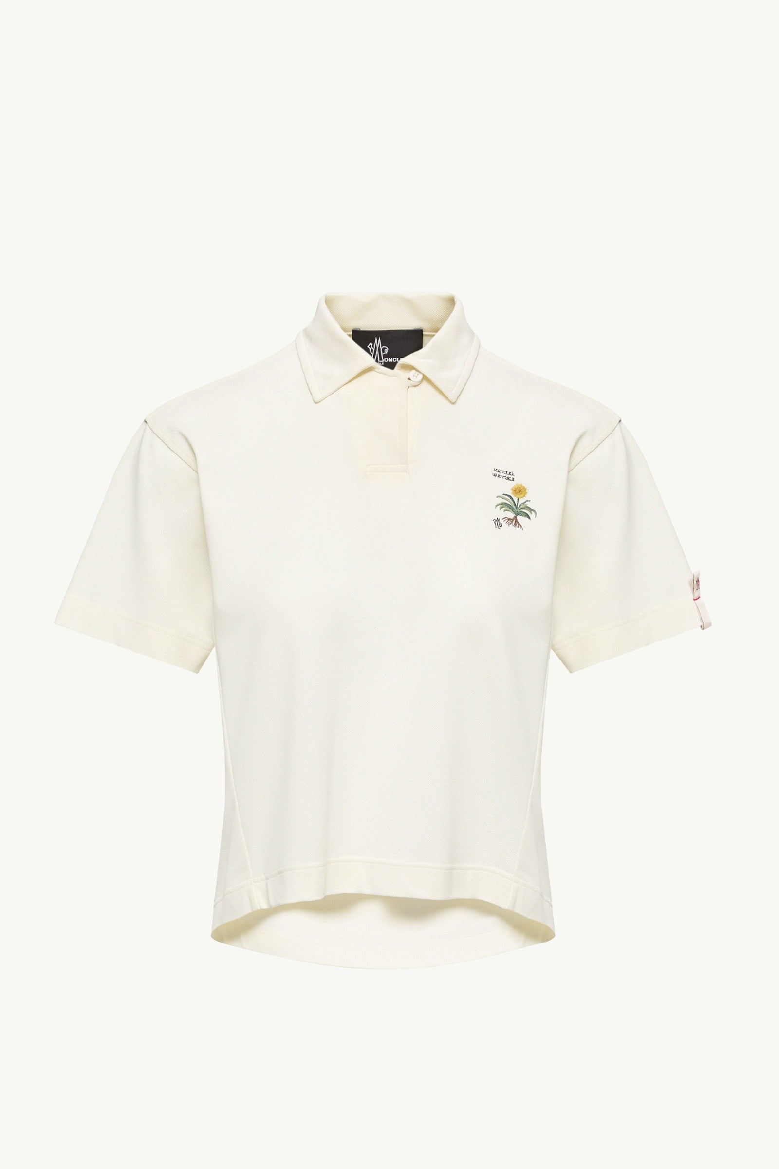Moncler Embroidered Botanical Motif Polo Shirt White White