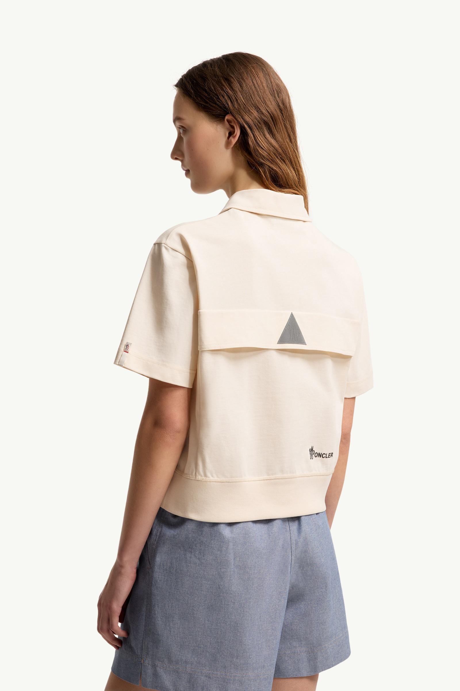 Moncler Logo Patch Cotton Polo Shirt White White