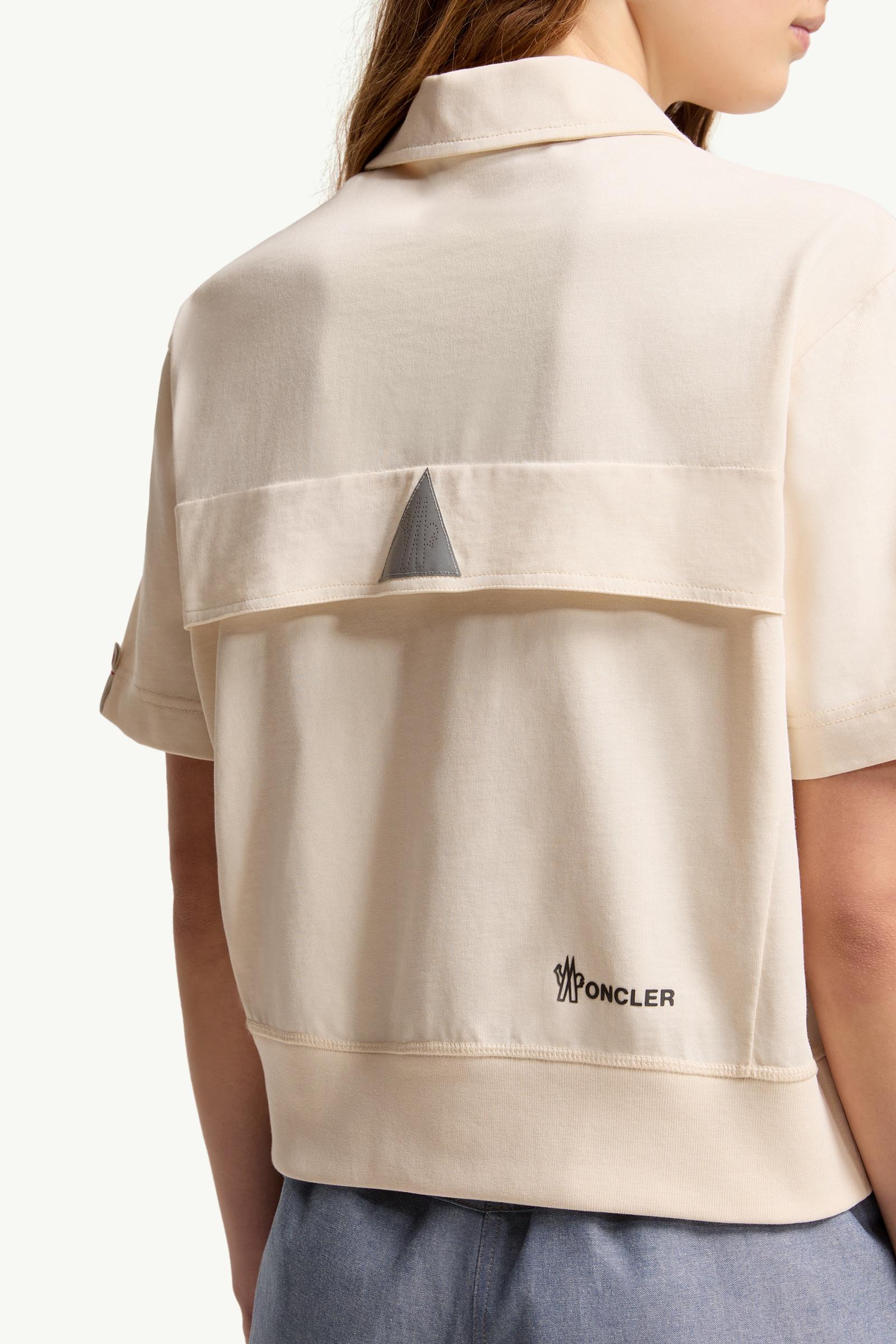 Moncler Logo Patch Cotton Polo Shirt White White