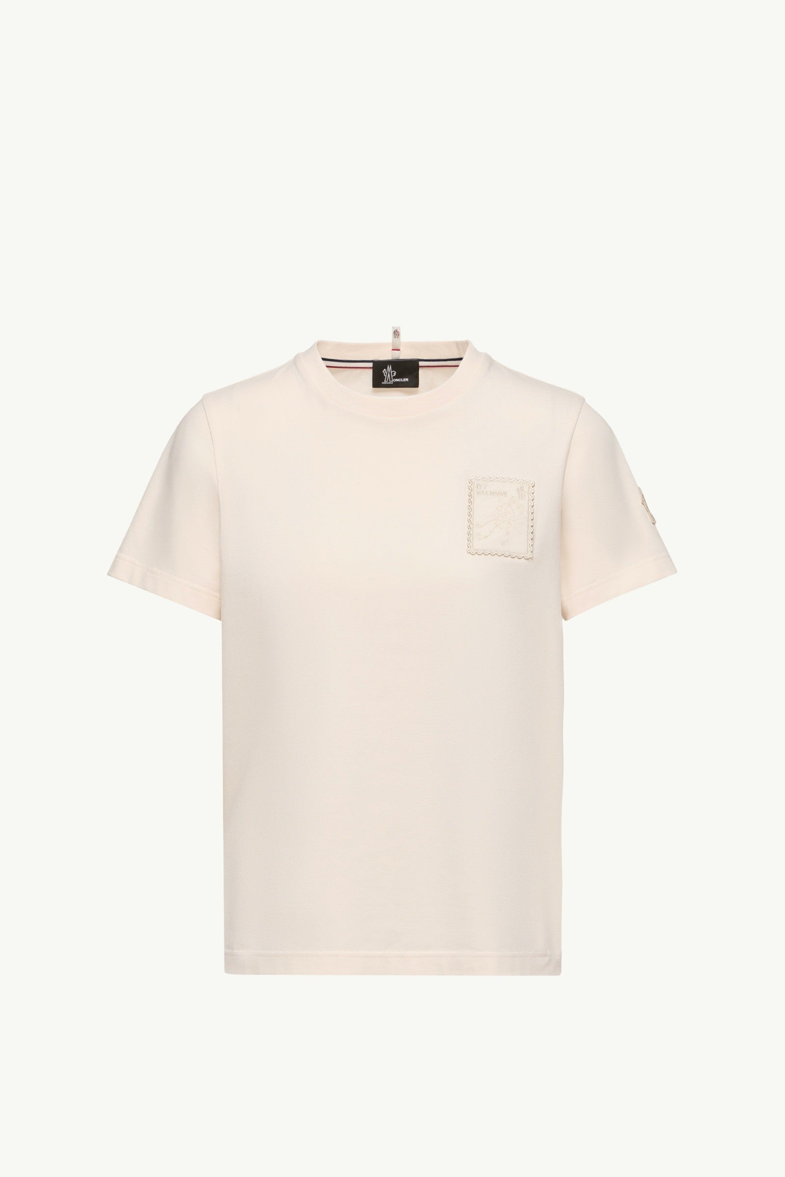 Moncler Botanical Patch Cotton Blend T-Shirt White Ivory White Ivory