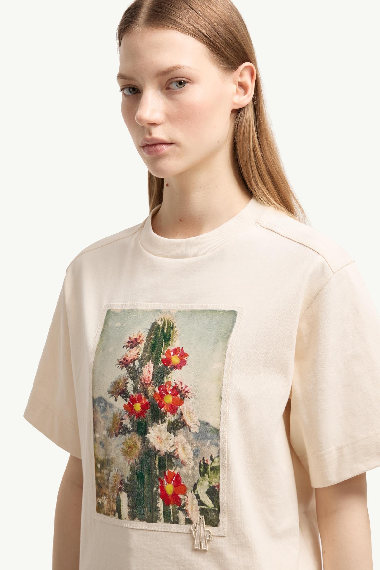 Moncler Landscape Print Cotton T-Shirt White White