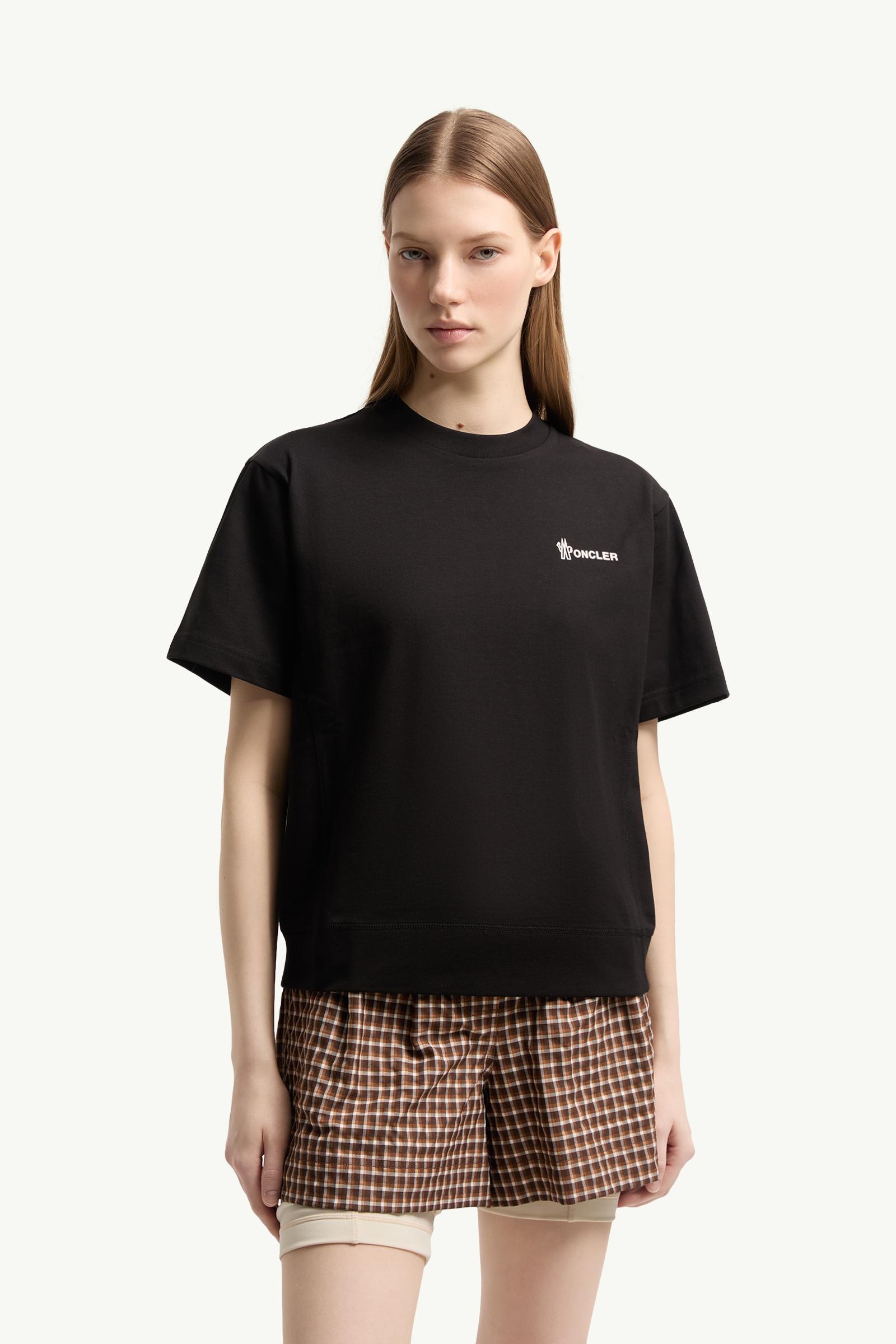 Moncler Logo Cotton T-Shirt Black Black