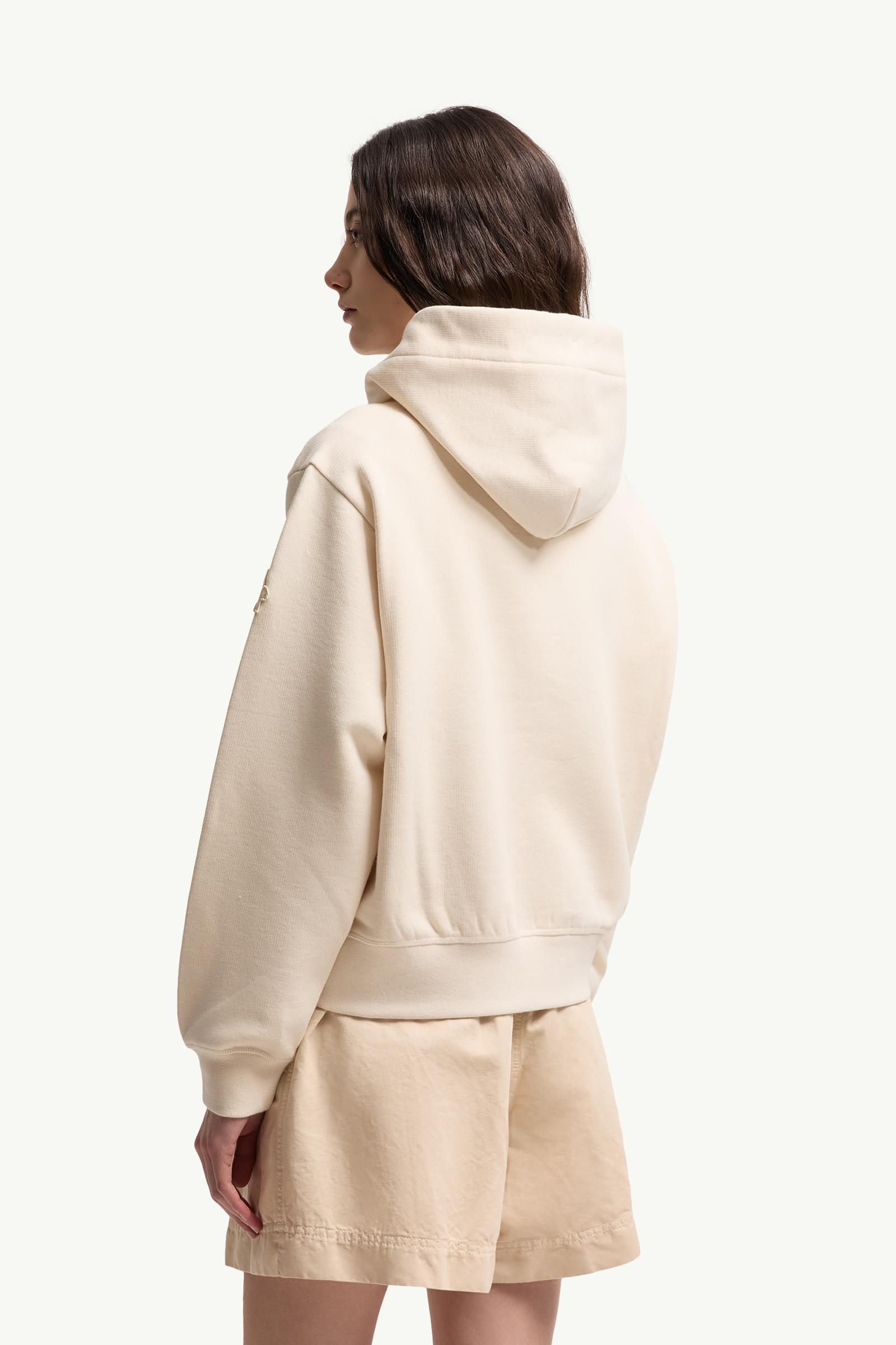 Moncler Botanical Patches Cotton Hoodie White Ivory White Ivory