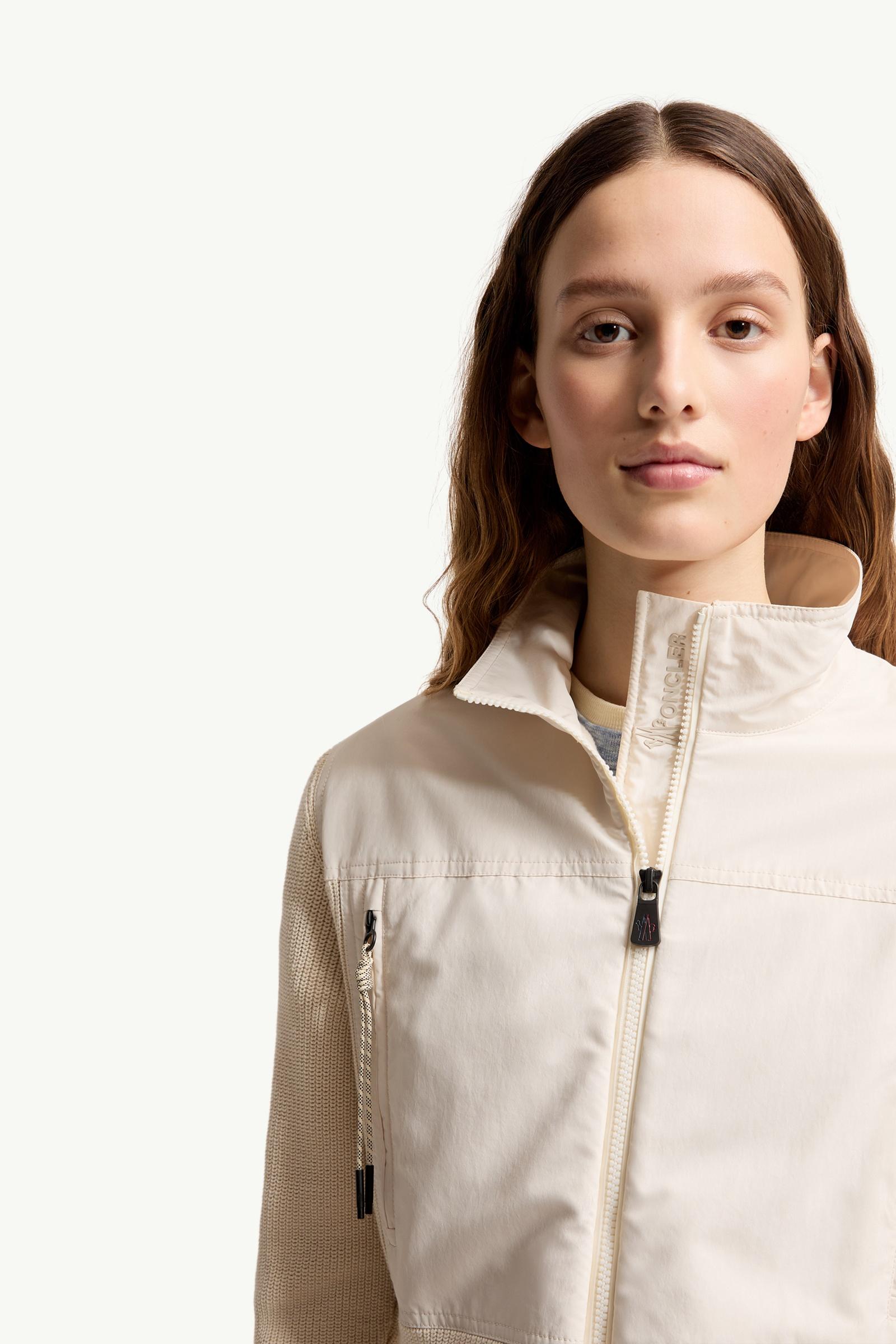 Moncler Padded Zip-Up Cotton Cardigan White Ivory White Ivory
