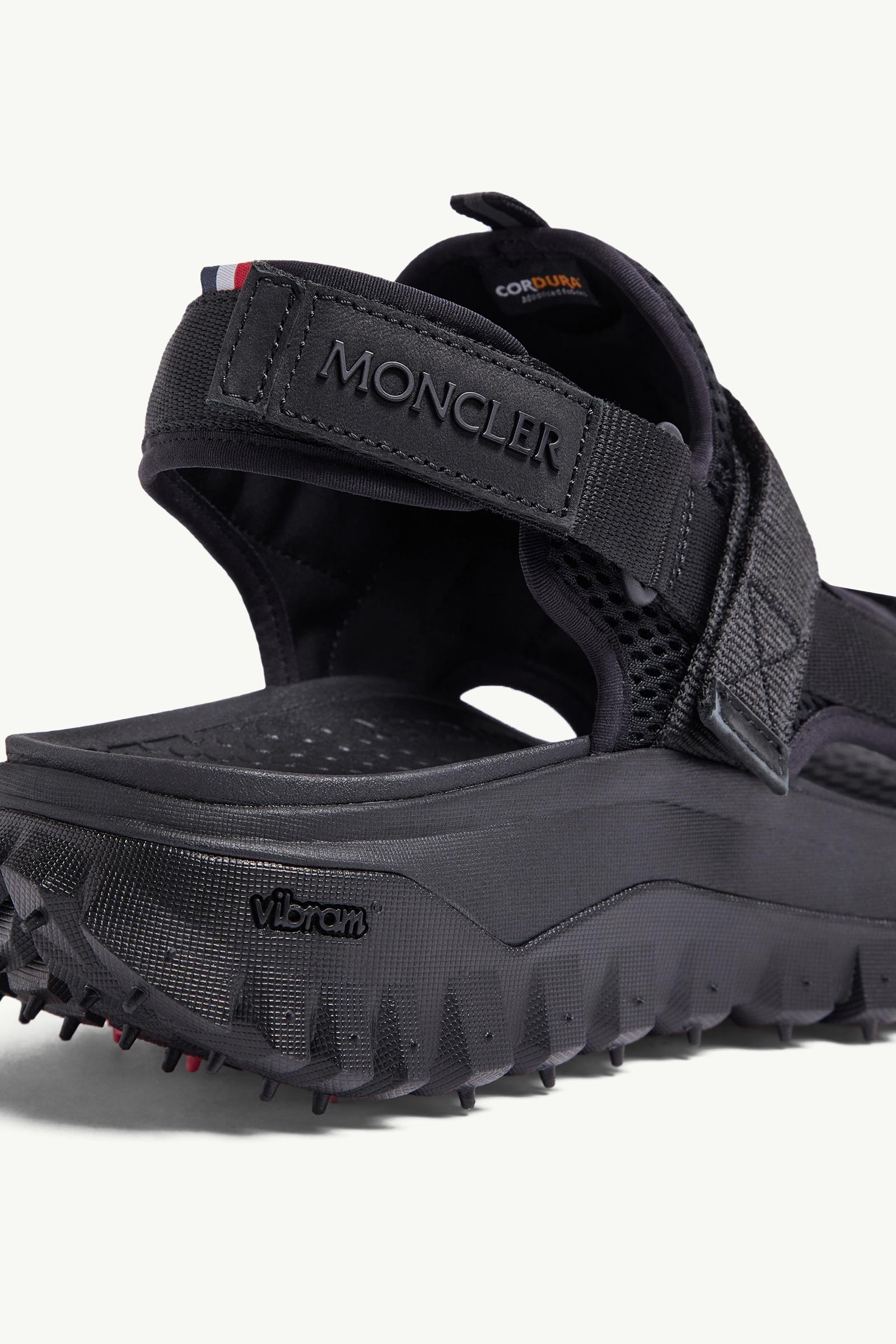 Moncler Trailgrip Vela Sandal black, top view of mesh and webbing upper