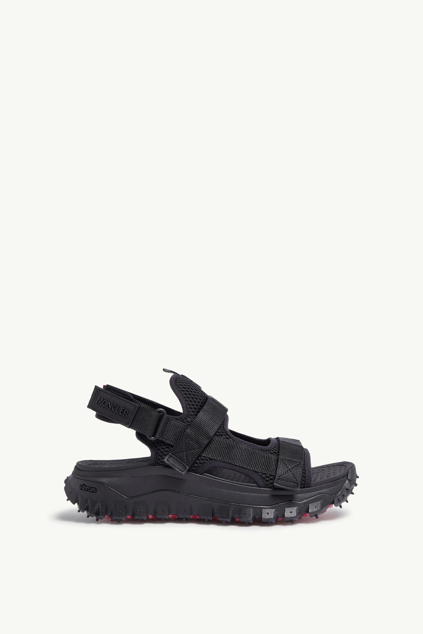 Moncler Trailgrip Vela Sandal in black with Vibram MEGAGRIP sole, side view