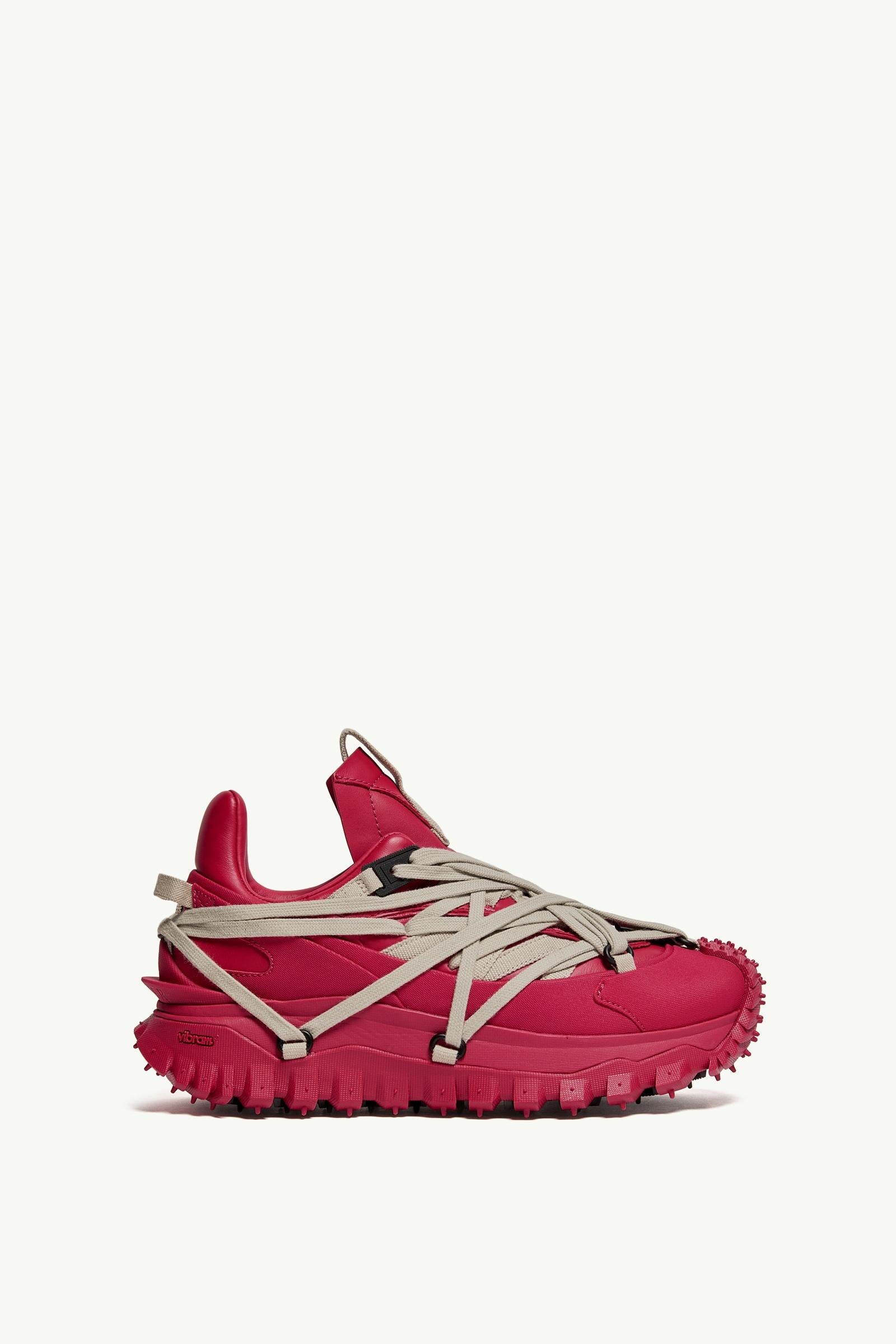 Moncler Moncler + Rick Owens Trailgrip Megalace Leather Sneakers Berry Red