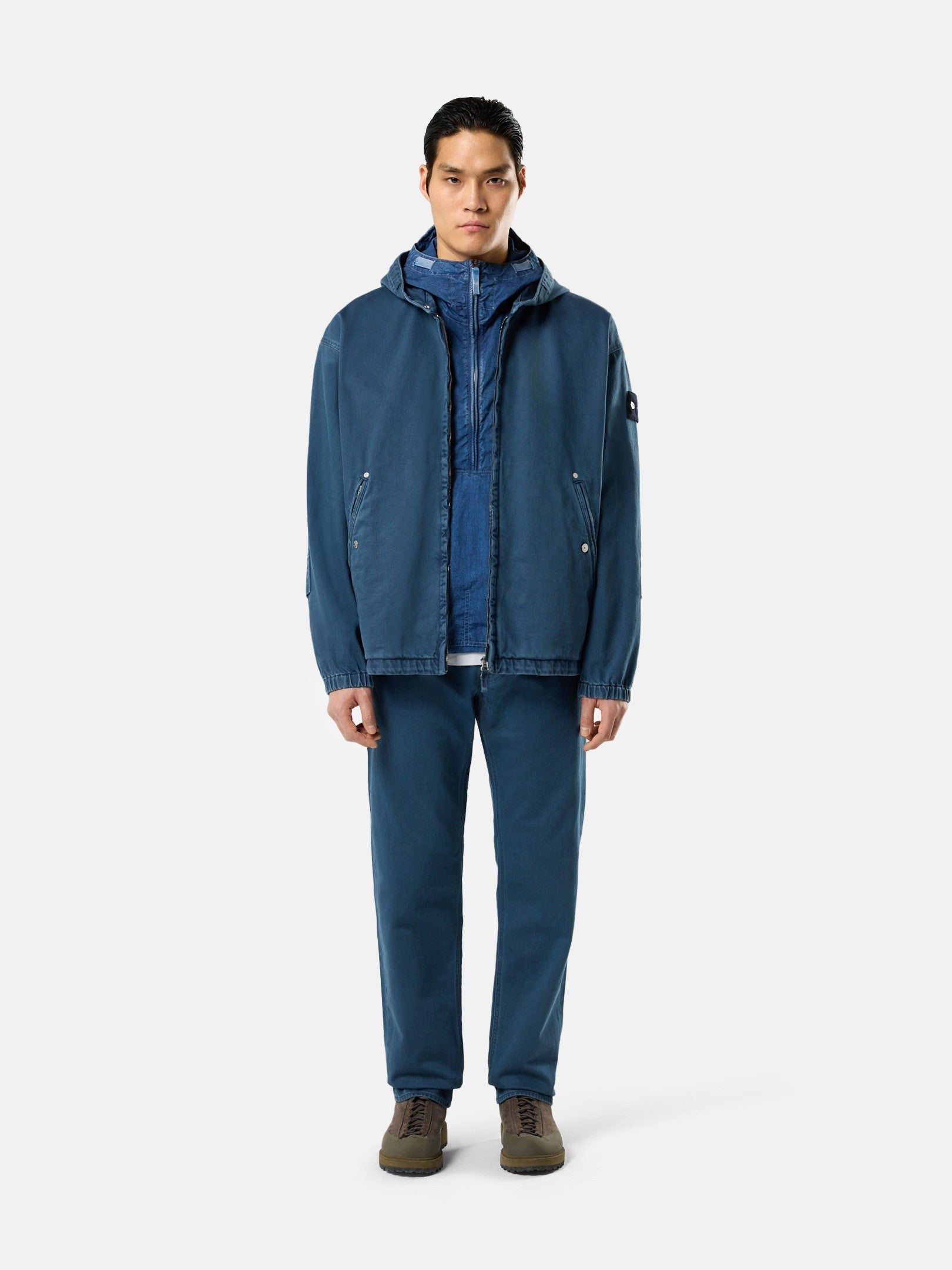 Stone Island Hooded Zip-Up Jacket with Anti-Drop 4100003