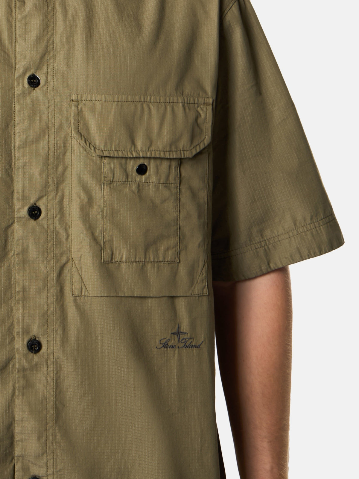 Stone Island Comfort-Fit Short-Sleeve Shirt with Chest Pocket 1100026