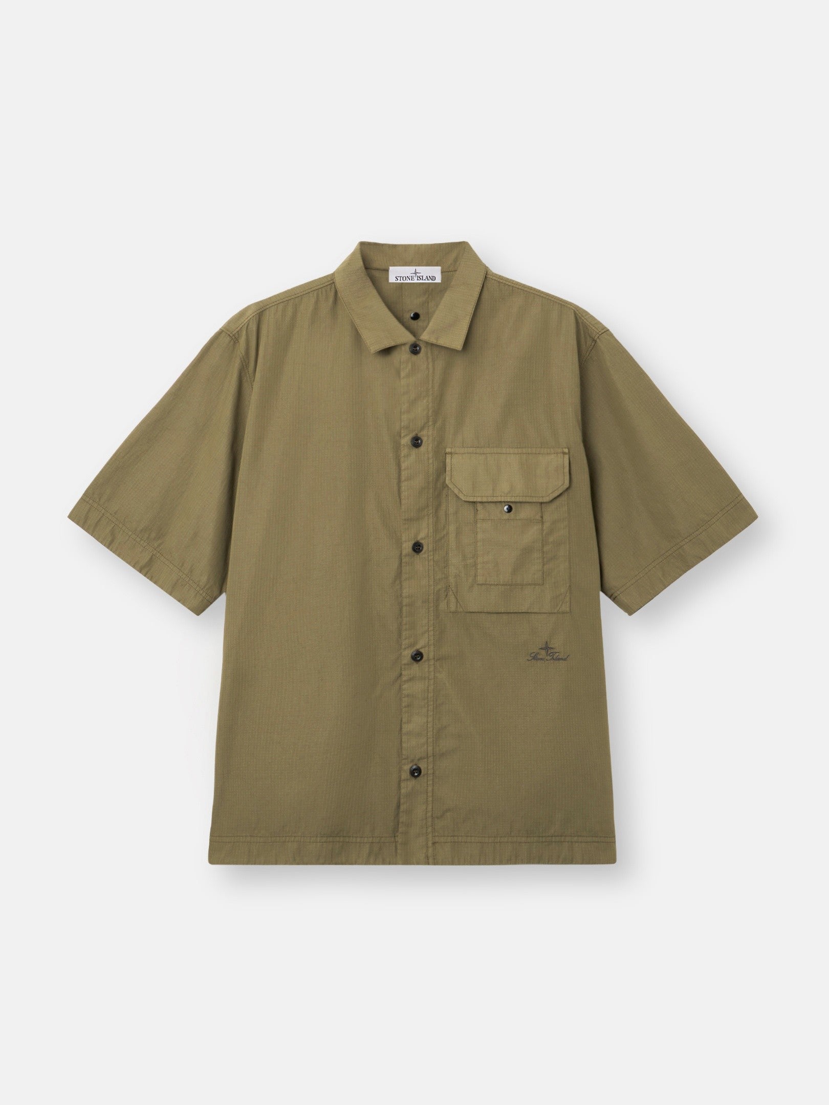 Stone Island Comfort-Fit Short-Sleeve Shirt with Chest Pocket 1100026