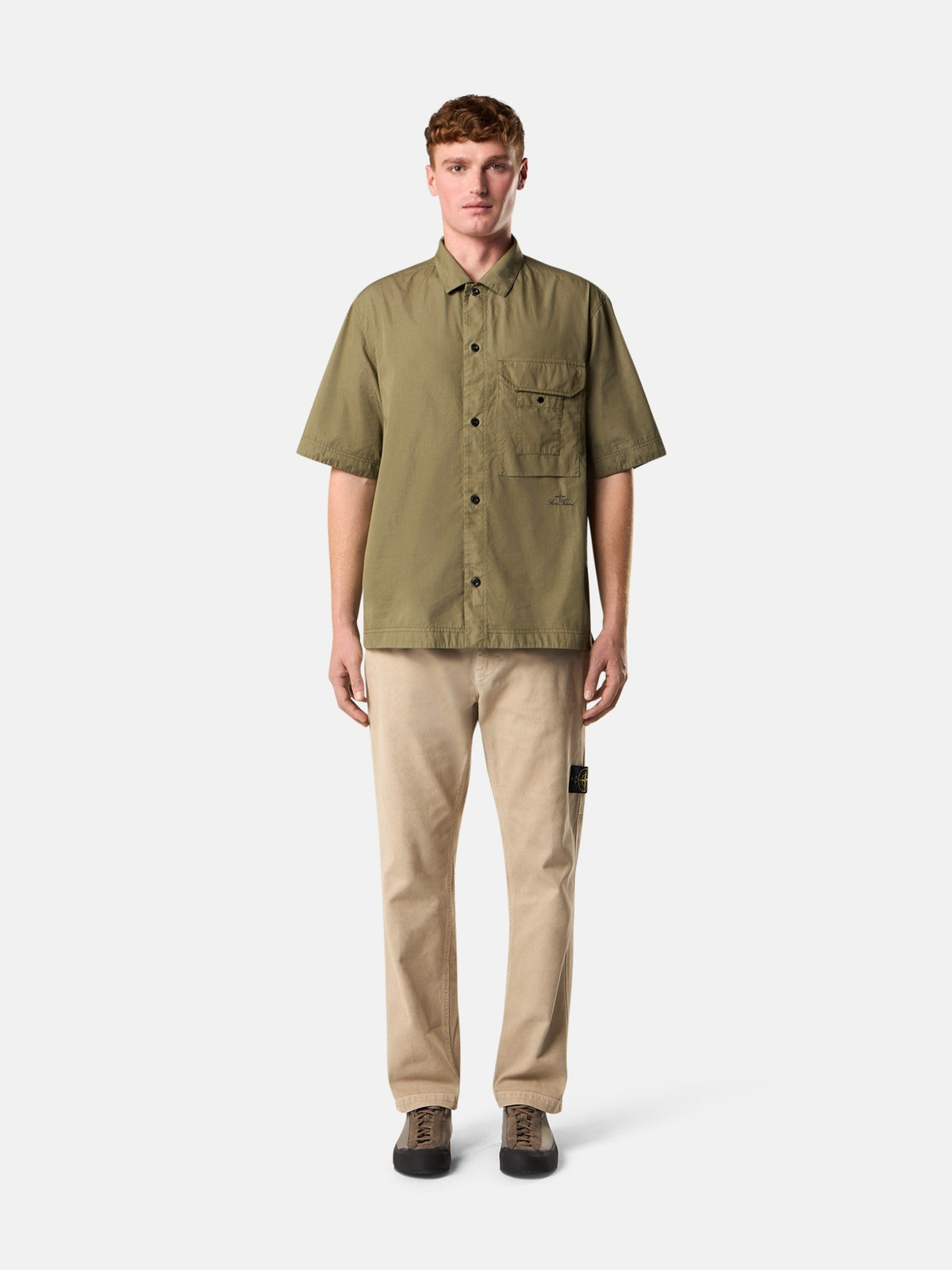 Stone Island Comfort-Fit Short-Sleeve Shirt with Chest Pocket 1100026