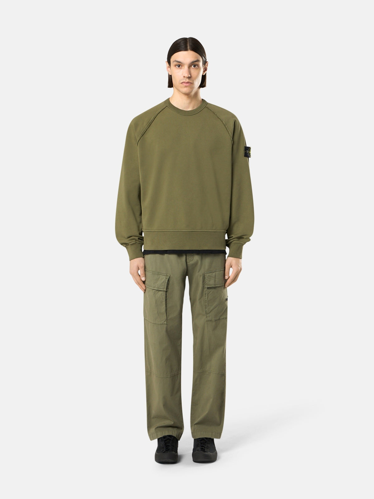 Stone Island Oversized-Fit Crewneck Sweatshirt with Raglan Sleeves 6100041