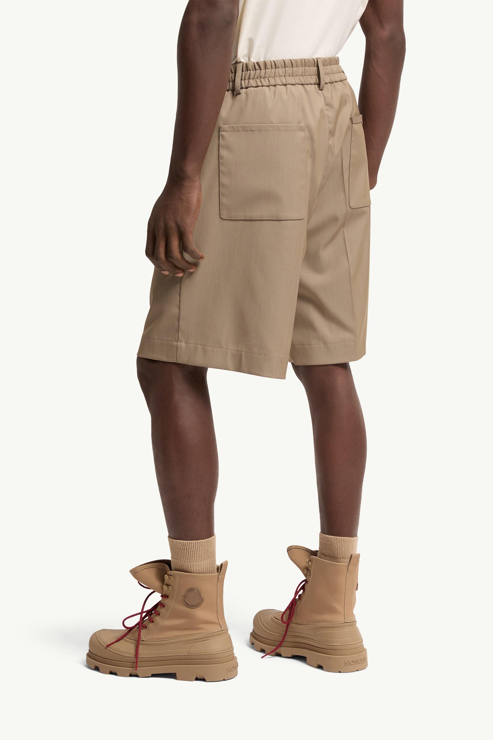Moncler Wool Blend Gabardine Bermuda Shorts Beige Beige