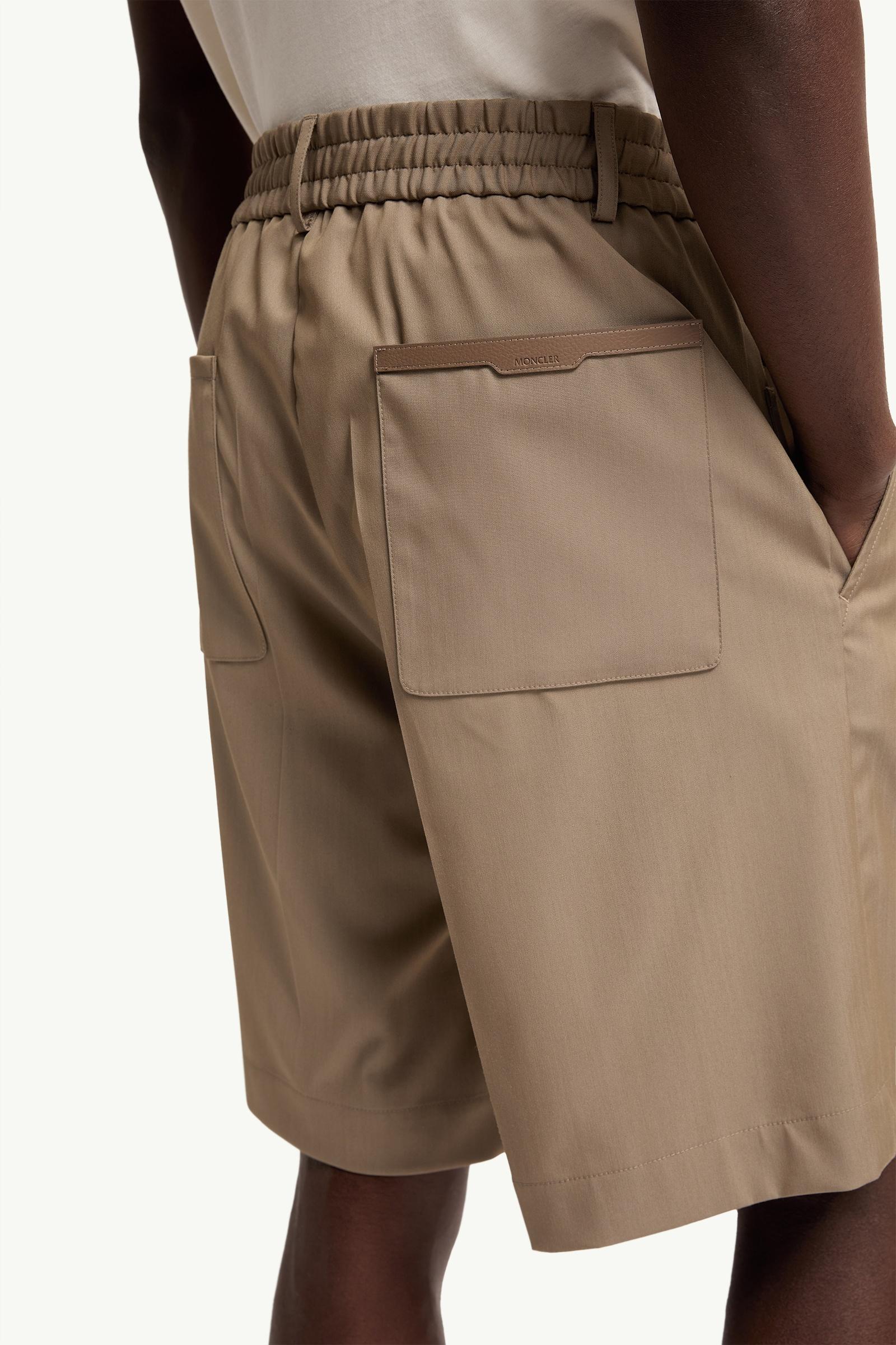 Moncler Wool Blend Gabardine Bermuda Shorts Beige Beige