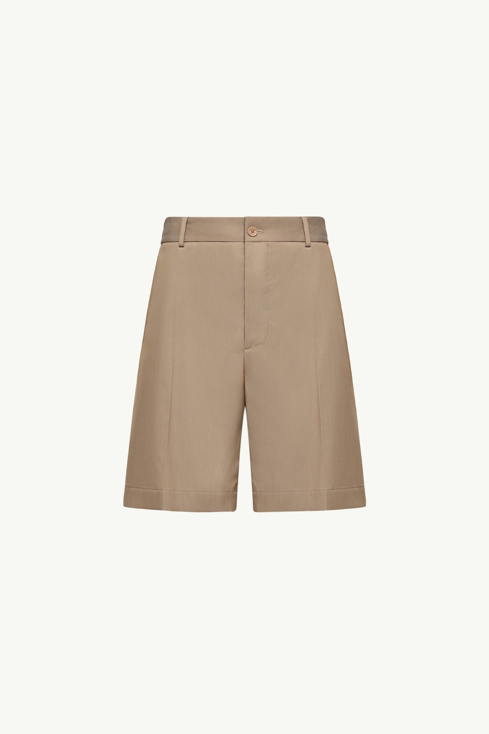 Moncler Wool Blend Gabardine Bermuda Shorts Beige Beige