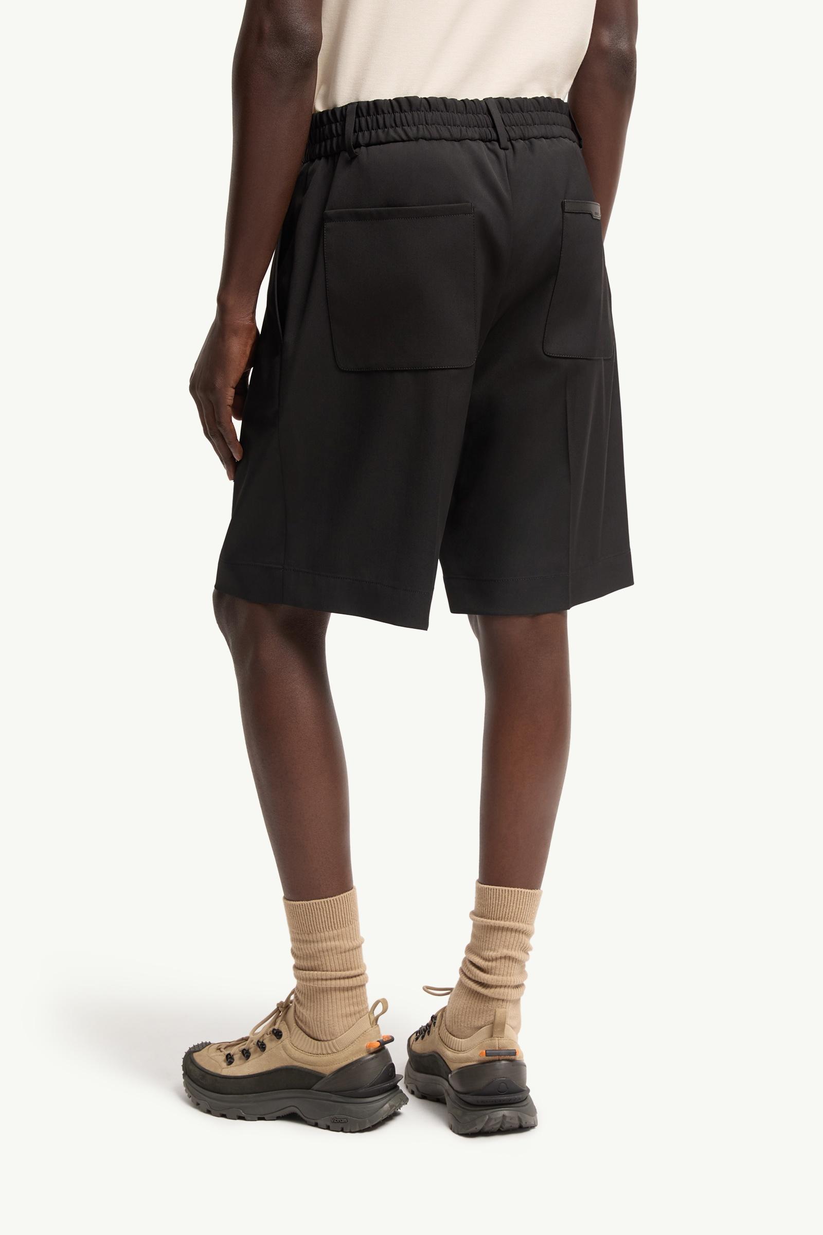 Moncler Wool Blend Gabardine Bermuda Shorts Black Black