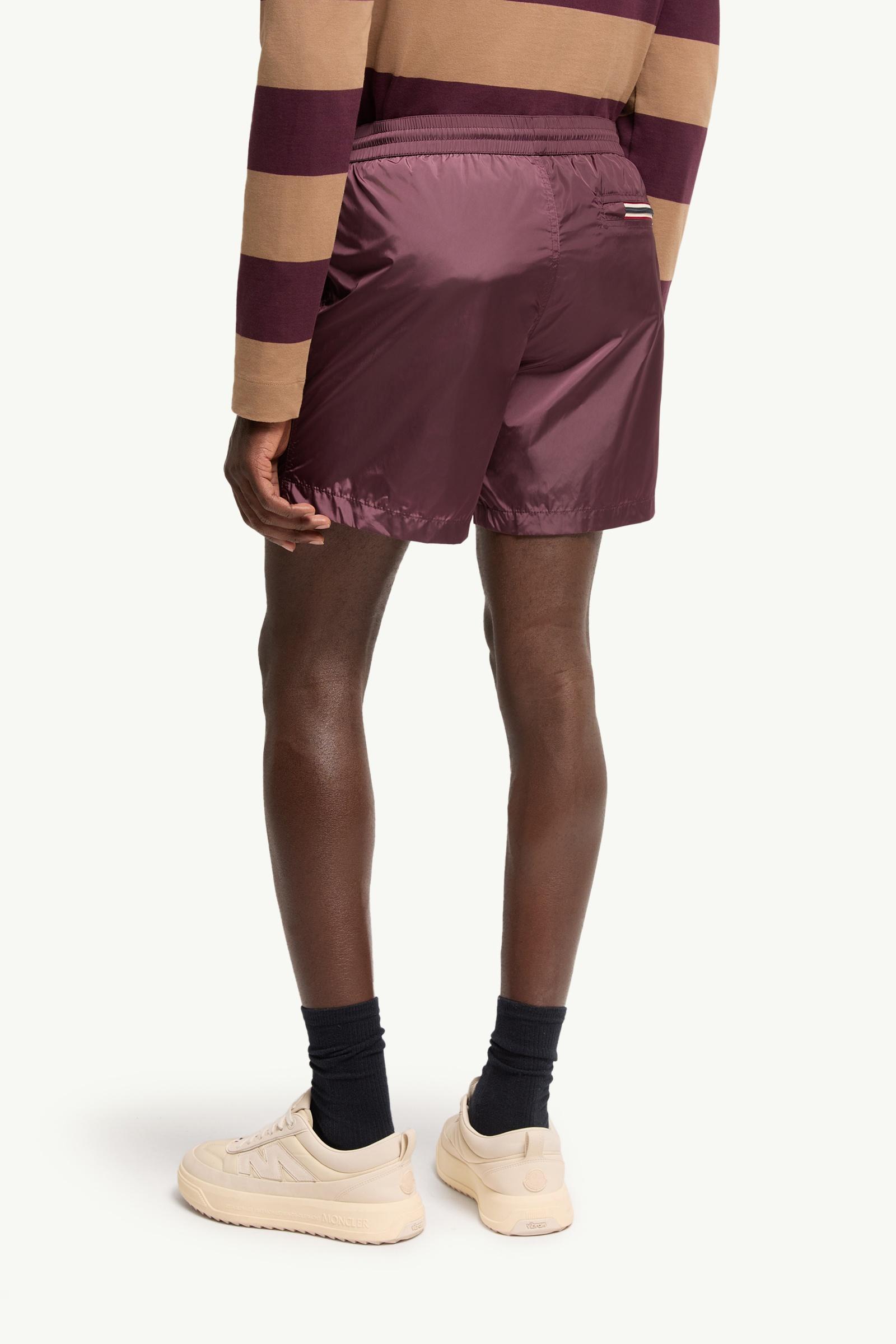 Moncler Logo Swim Shorts Burgundy Burgundy