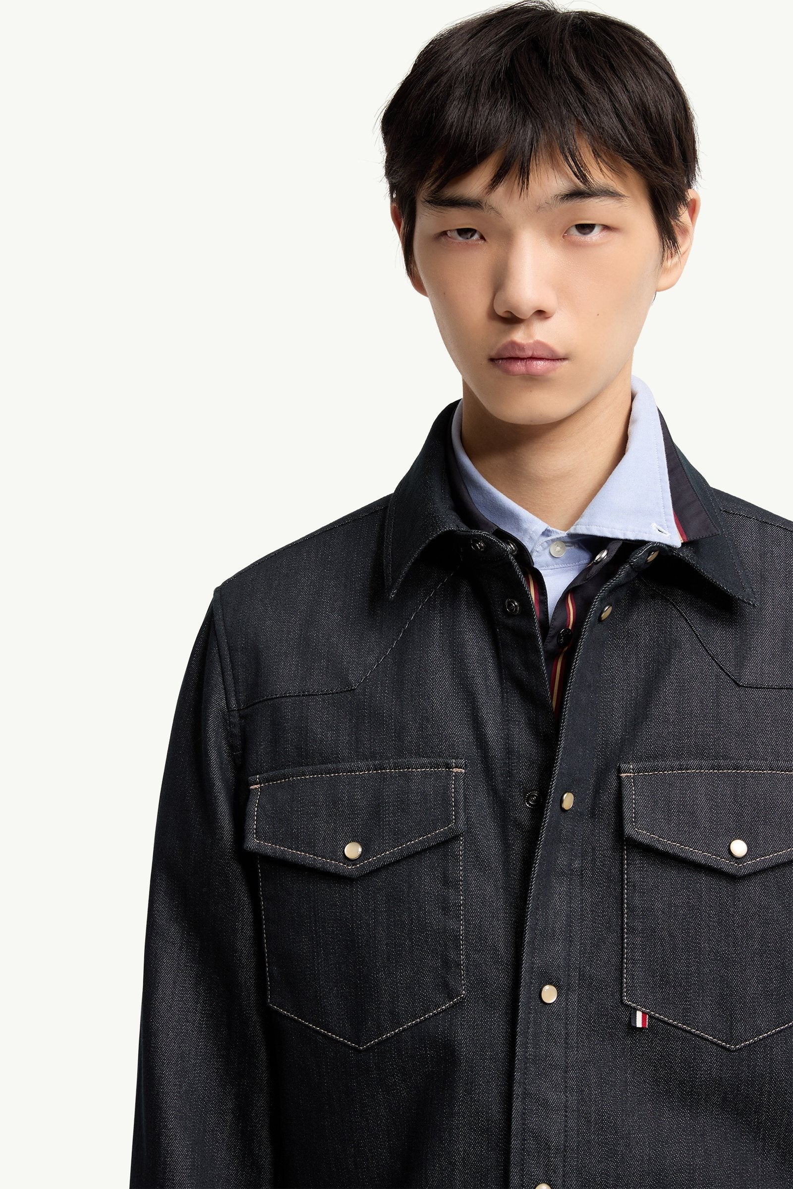 Moncler Denim Long Sleeve Shirt Denim Blue Denim Blue