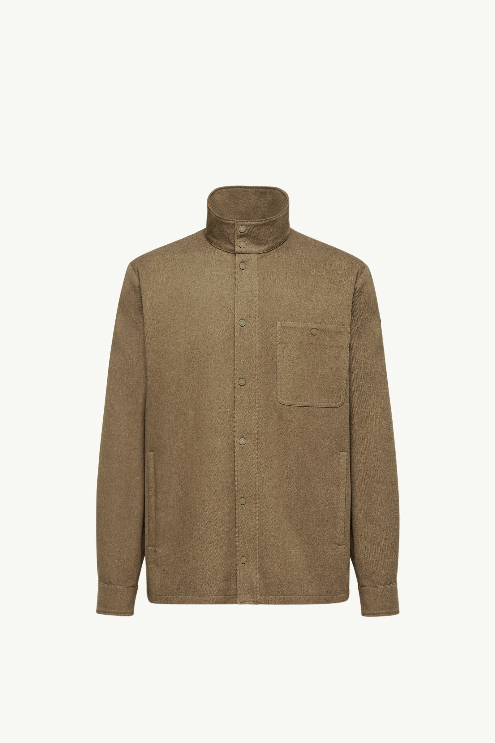 Moncler Leather Logo Cotton Jacket Olive Green Olive Green