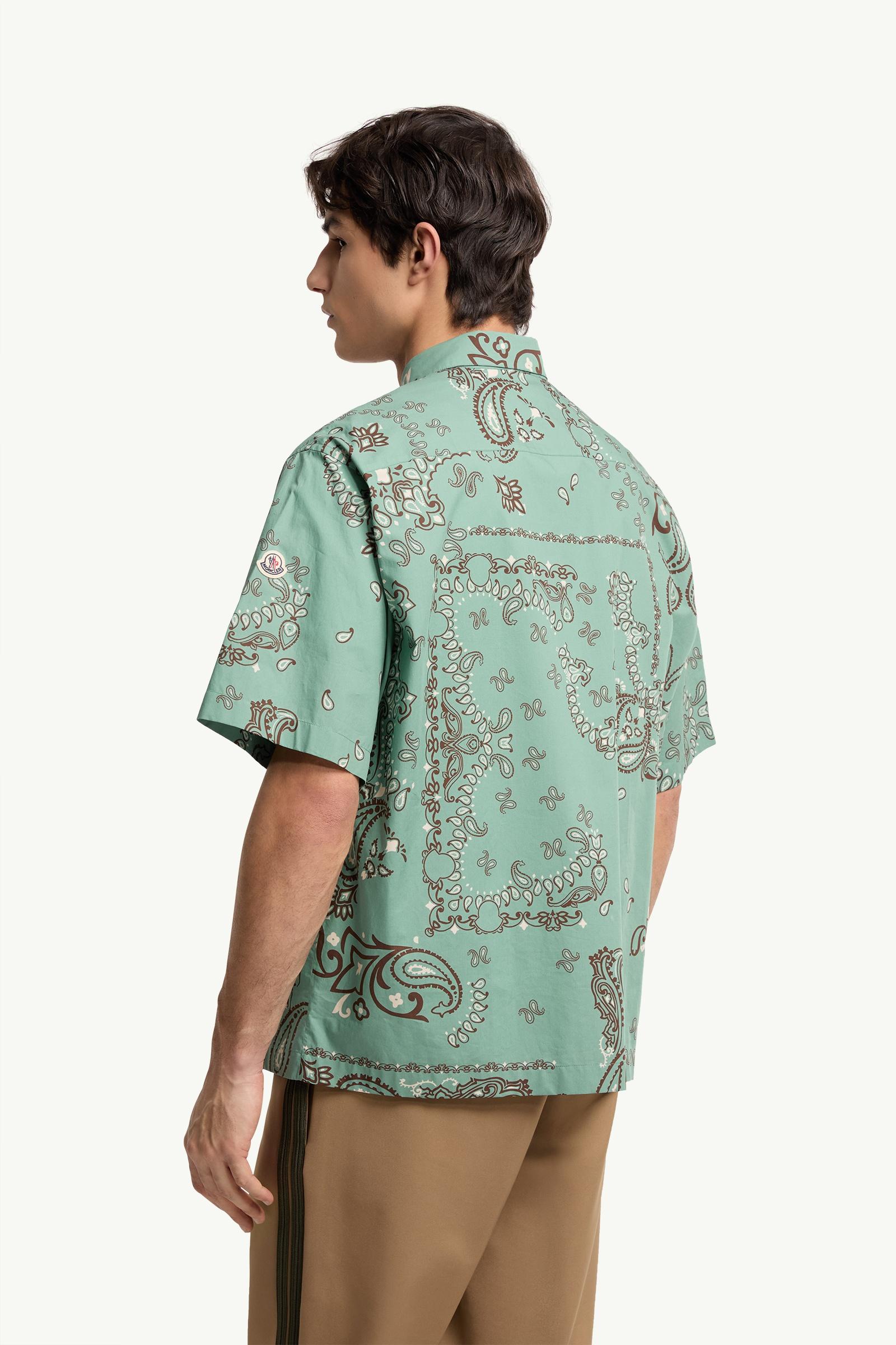 Moncler Paisley Cotton Short Sleeve Shirt Aqua Green Aqua Green