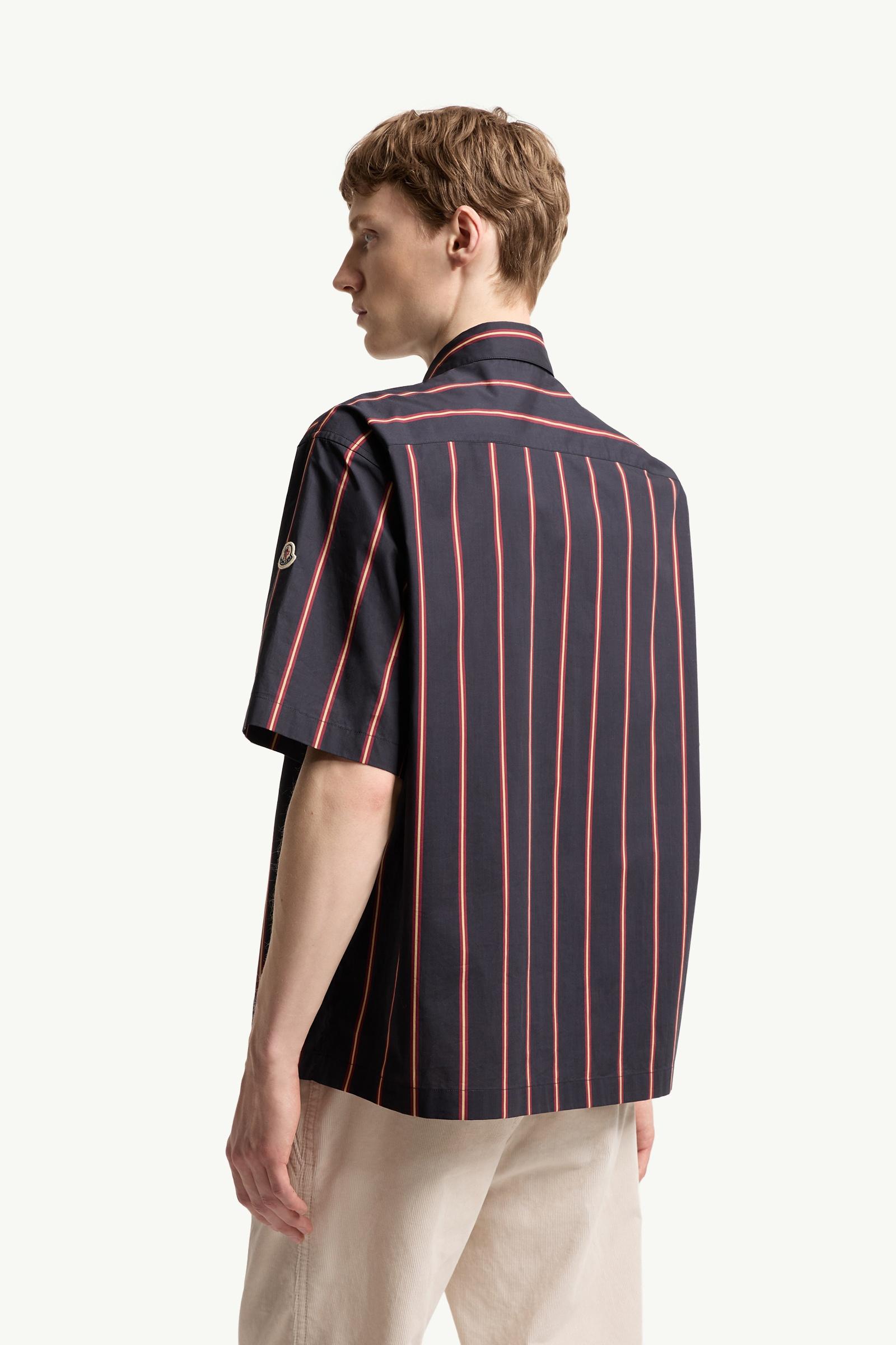 Moncler Striped Cotton Short Sleeve Shirt Blue & Red Blue & Red