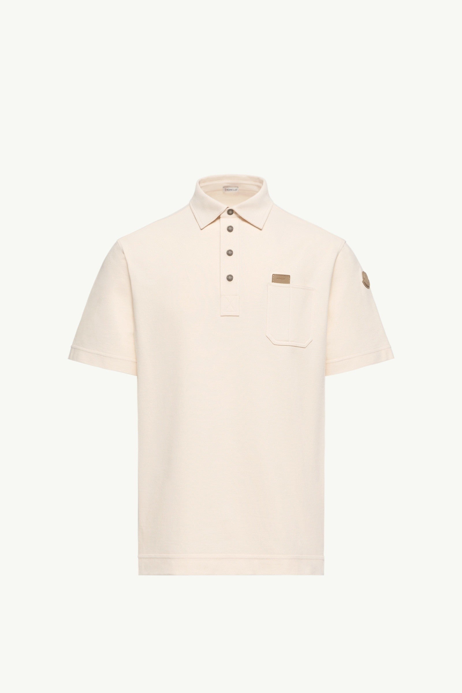 Moncler Leather Logo Tag Cotton Polo Shirt White Ivory White Ivory