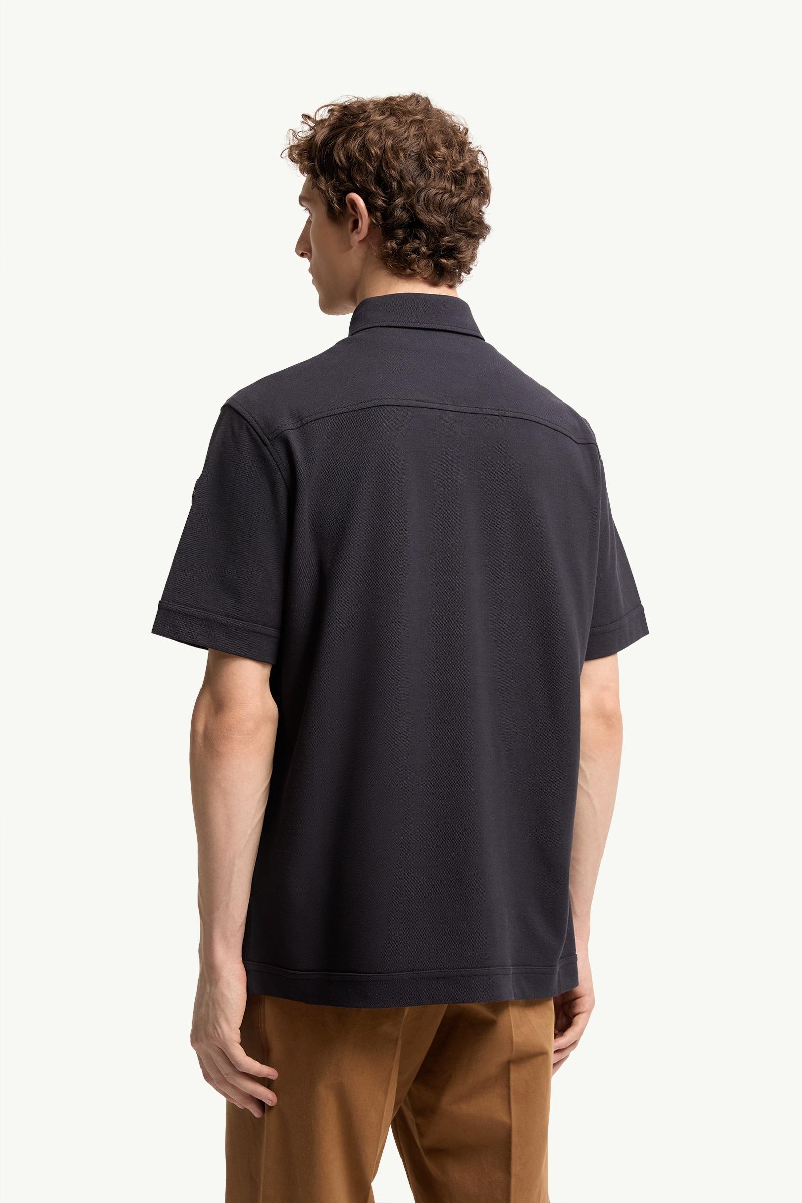 Moncler Leather Logo Tag Cotton Polo Shirt Dark Blue Dark Blue