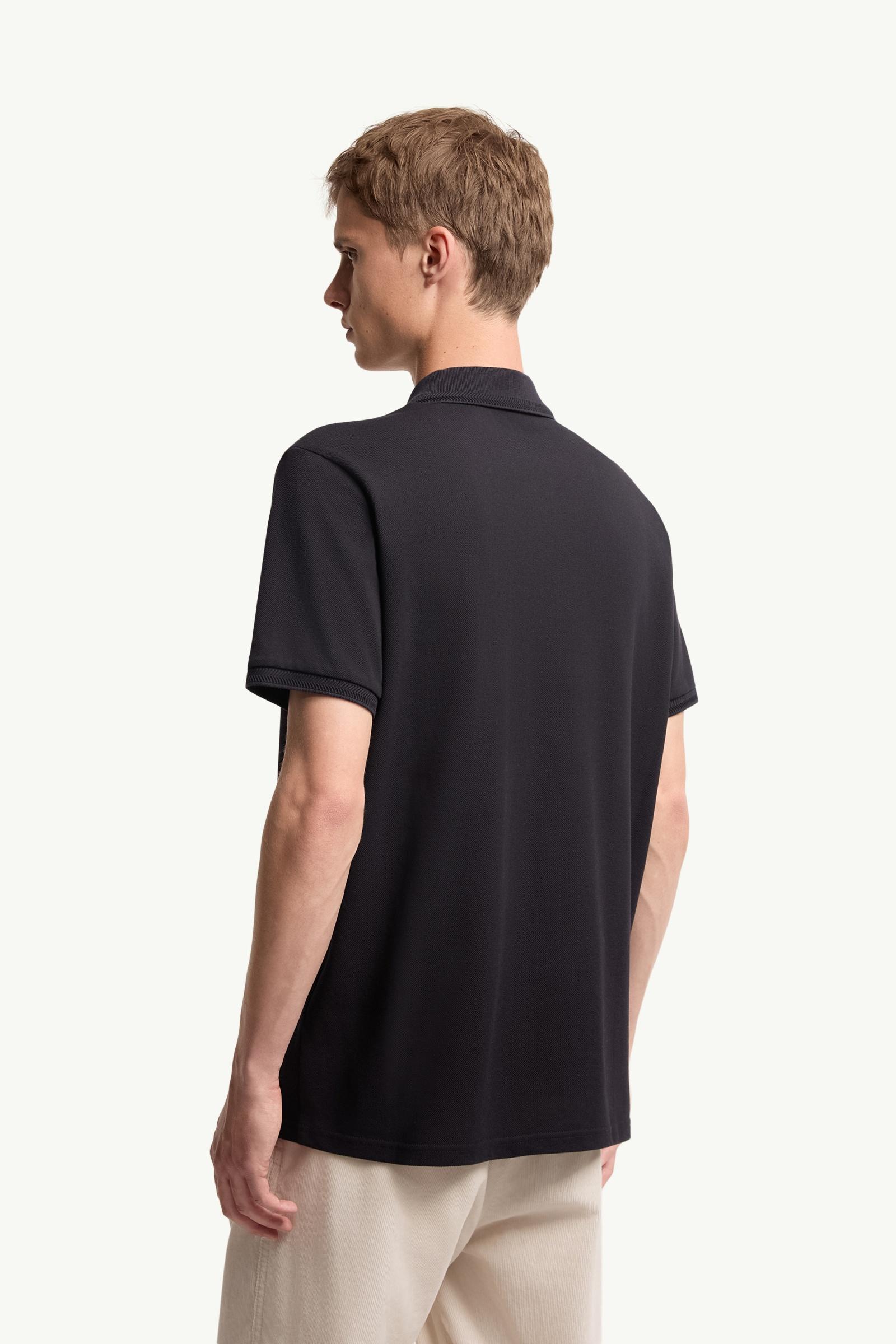 Moncler Logo Patch Cotton Piquet Polo Shirt Night Blue Night Blue