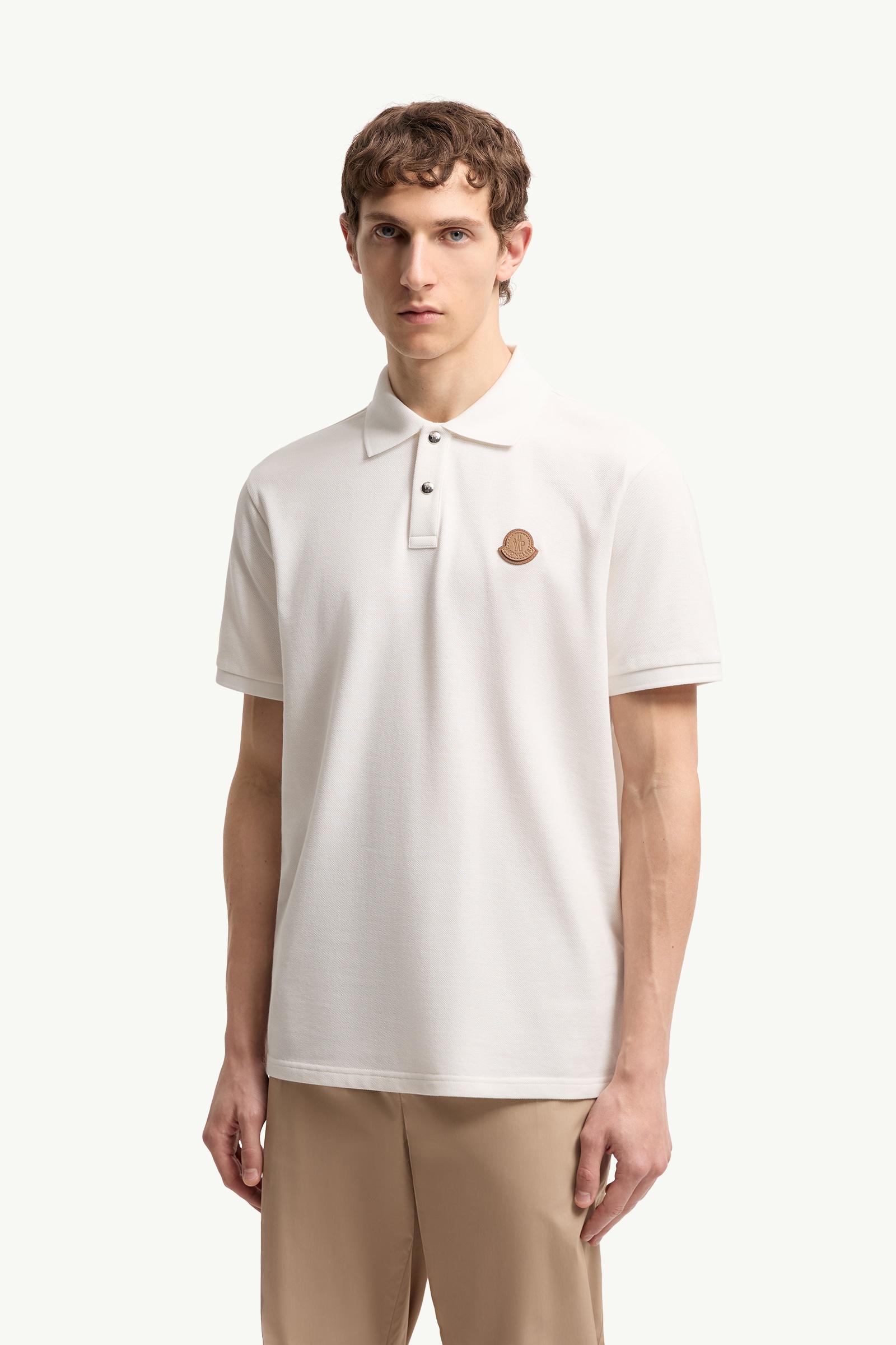 Moncler Logo Patch Cotton Piquet Polo Shirt White White