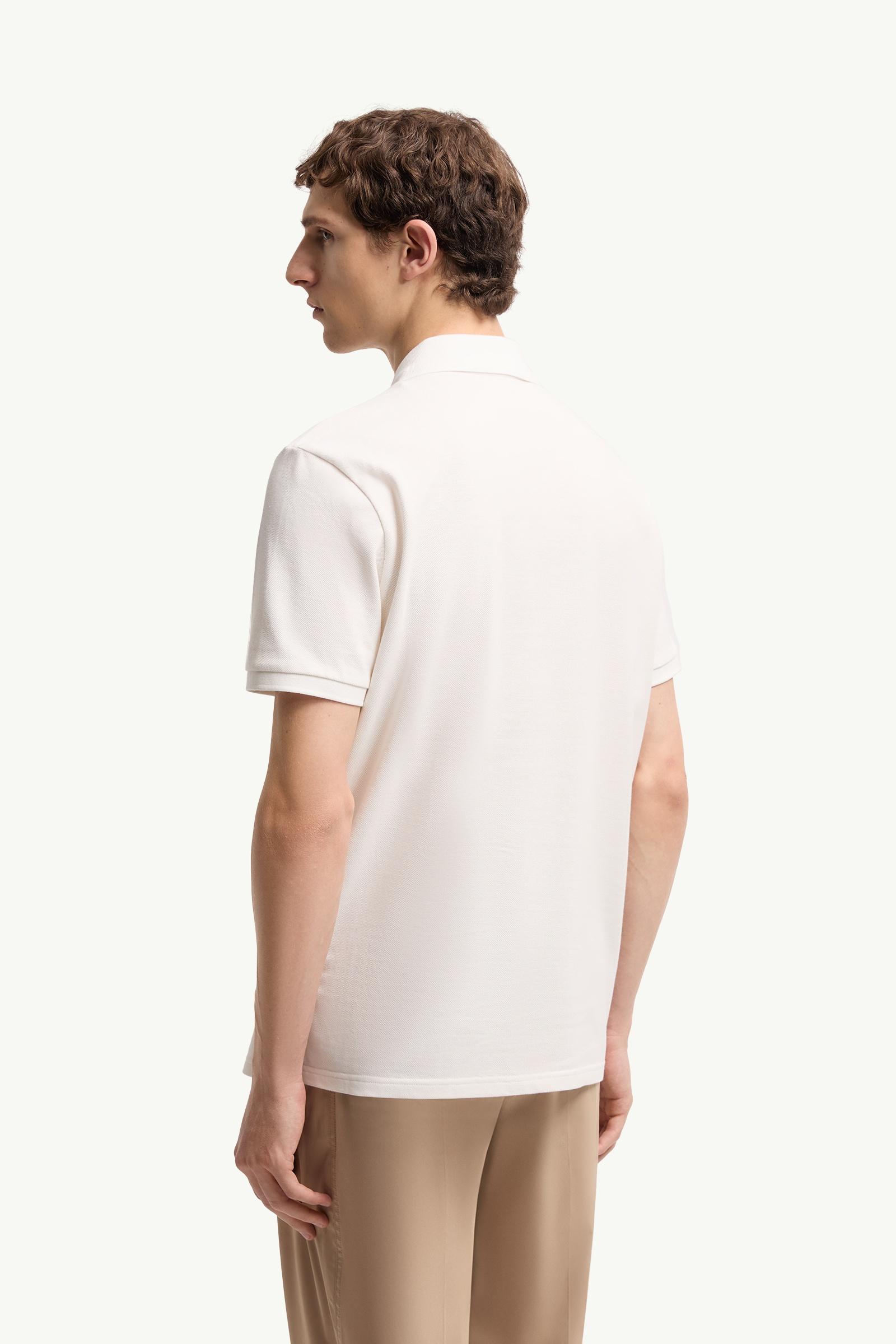 Moncler Logo Patch Cotton Piquet Polo Shirt White White