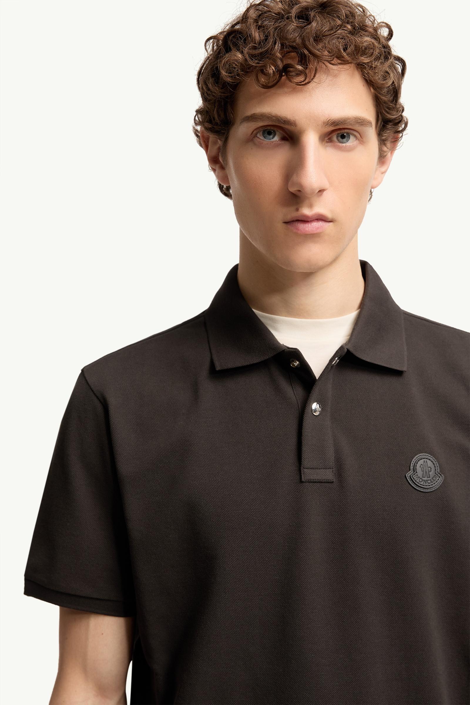 Moncler Logo Patch Cotton Piquet Polo Shirt Olive Green Olive Green