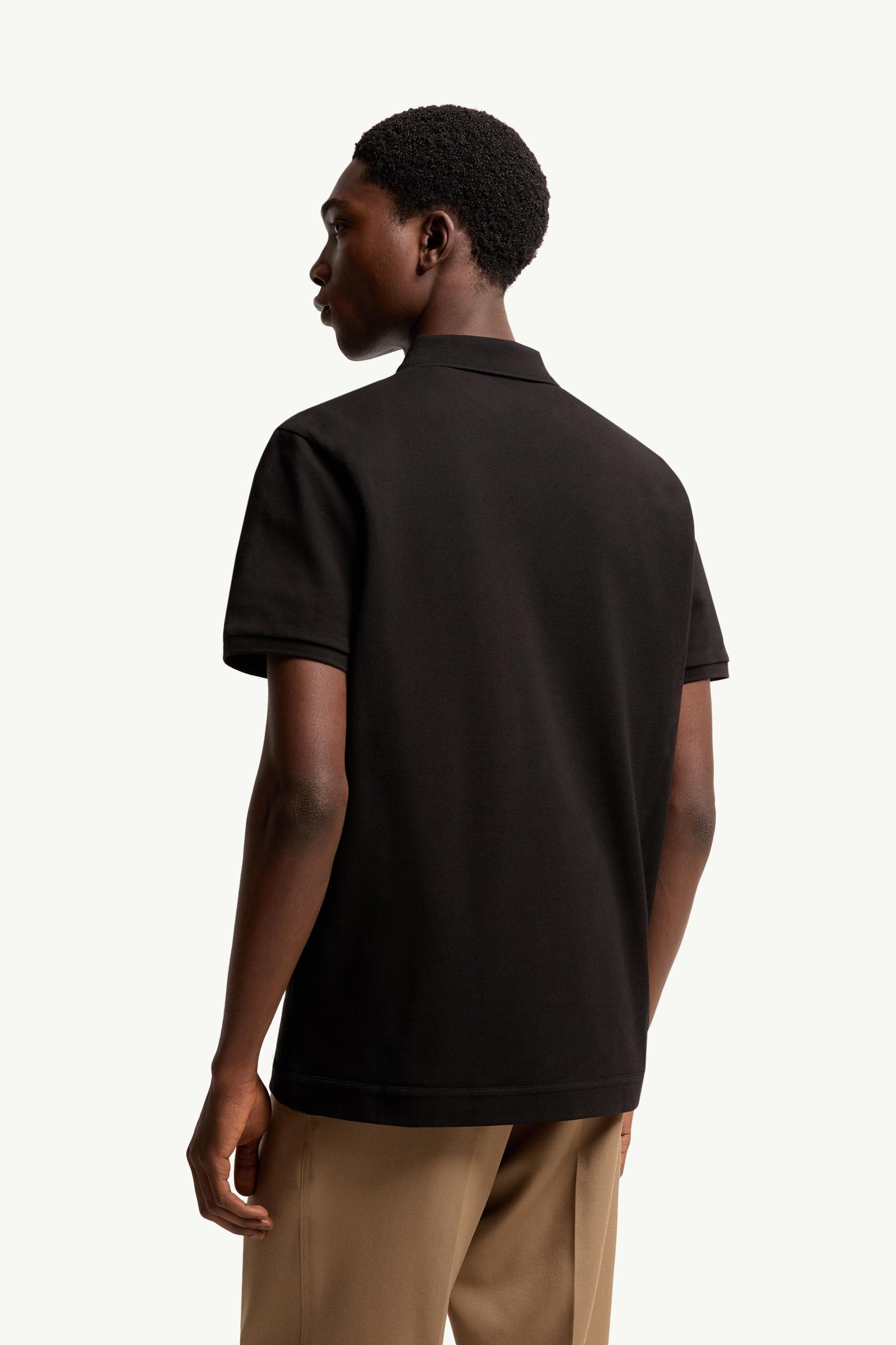 Moncler Logo Patch Cotton Piquet Polo Shirt Black Black