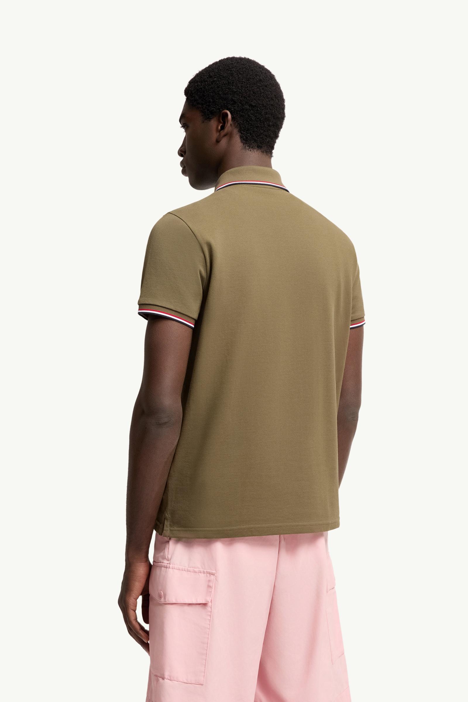 Moncler Tricolor-Trimmed Cotton Piquet Polo Shirt Olive Green Olive Green