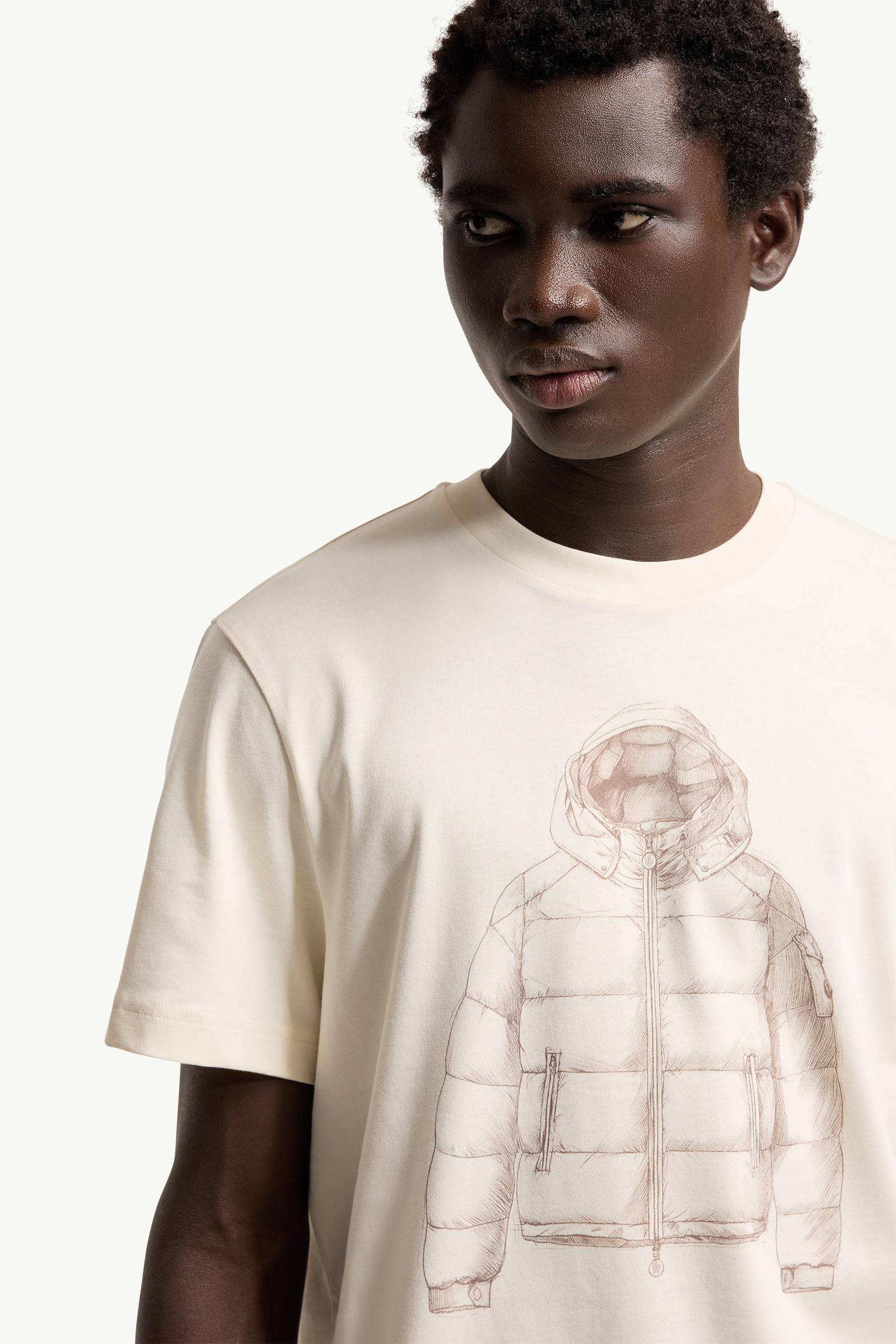 Moncler Down Jacket Print Cotton T-Shirt White Ivory White Ivory
