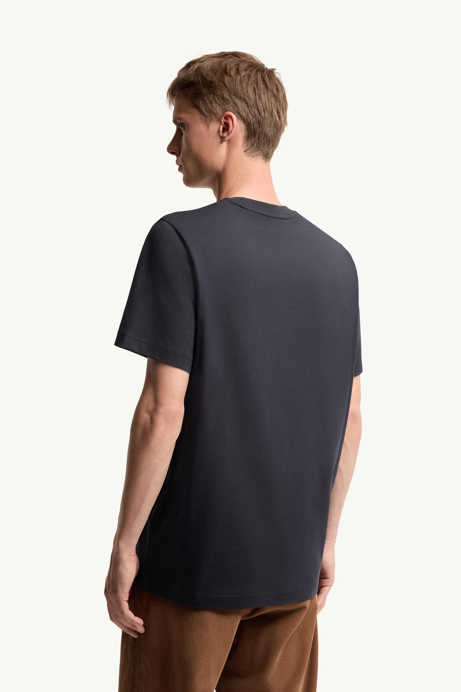 Moncler Down Jacket Print Cotton T-Shirt Navy Blue Navy Blue