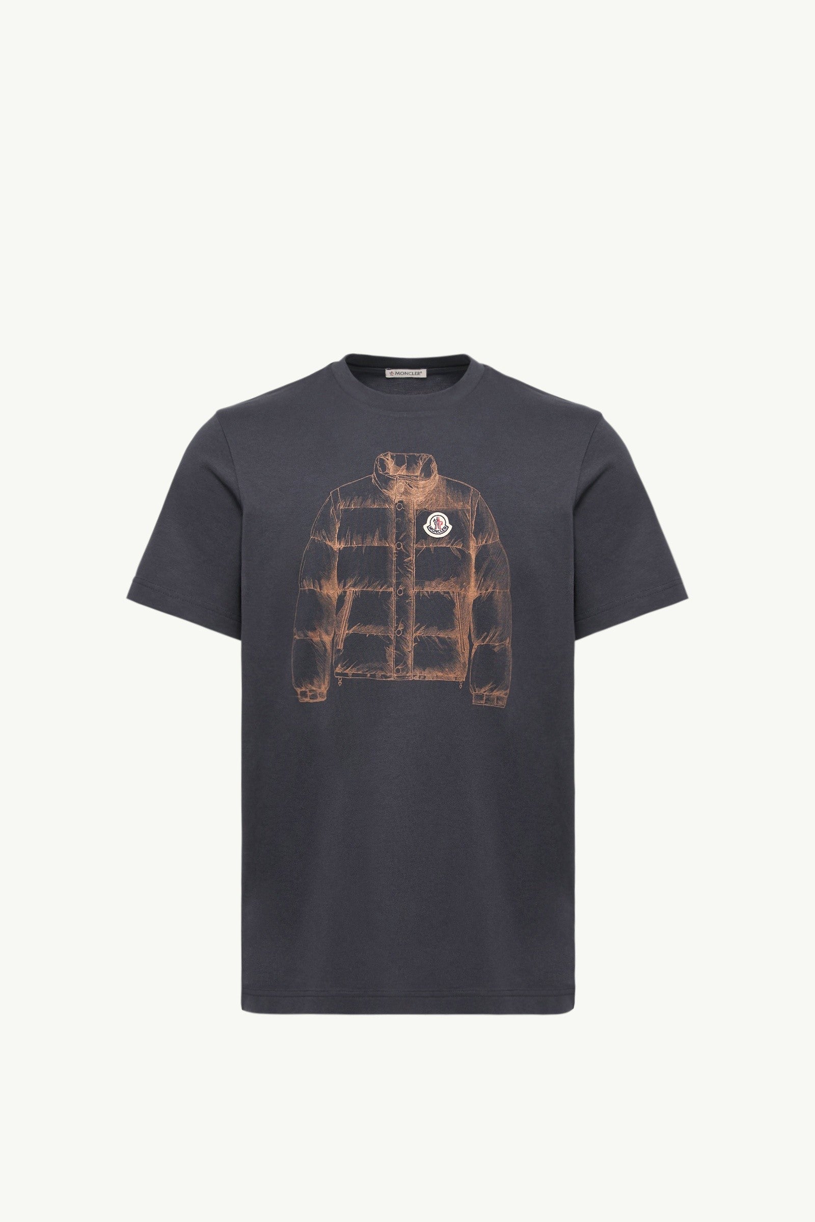 Moncler Down Jacket Print Cotton T-Shirt Navy Blue Navy Blue