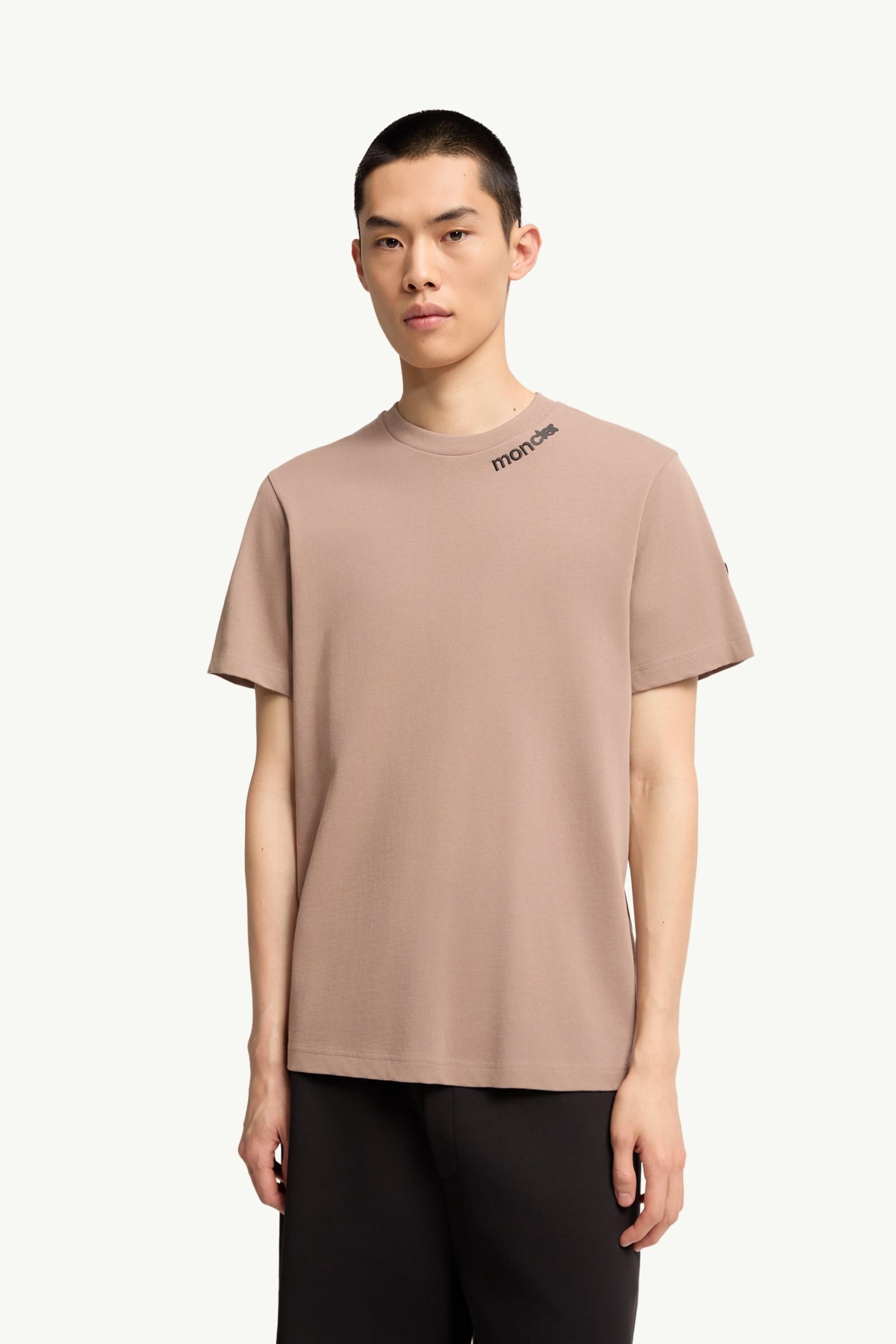 Moncler Cotton Jersey Logo T-Shirt Beige Beige
