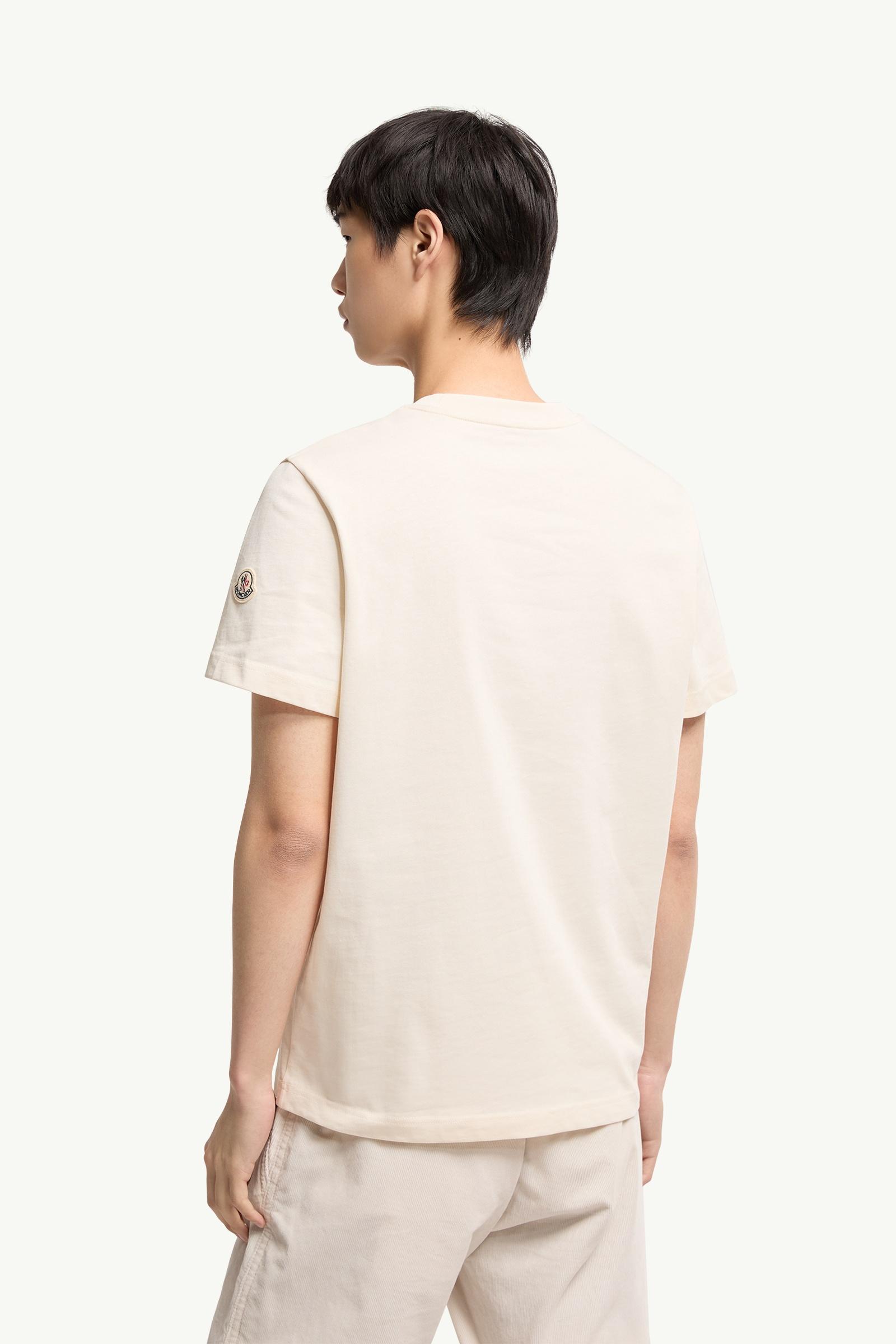 Moncler Cotton Jersey T-Shirt With Denim Pocket White Ivory White Ivory