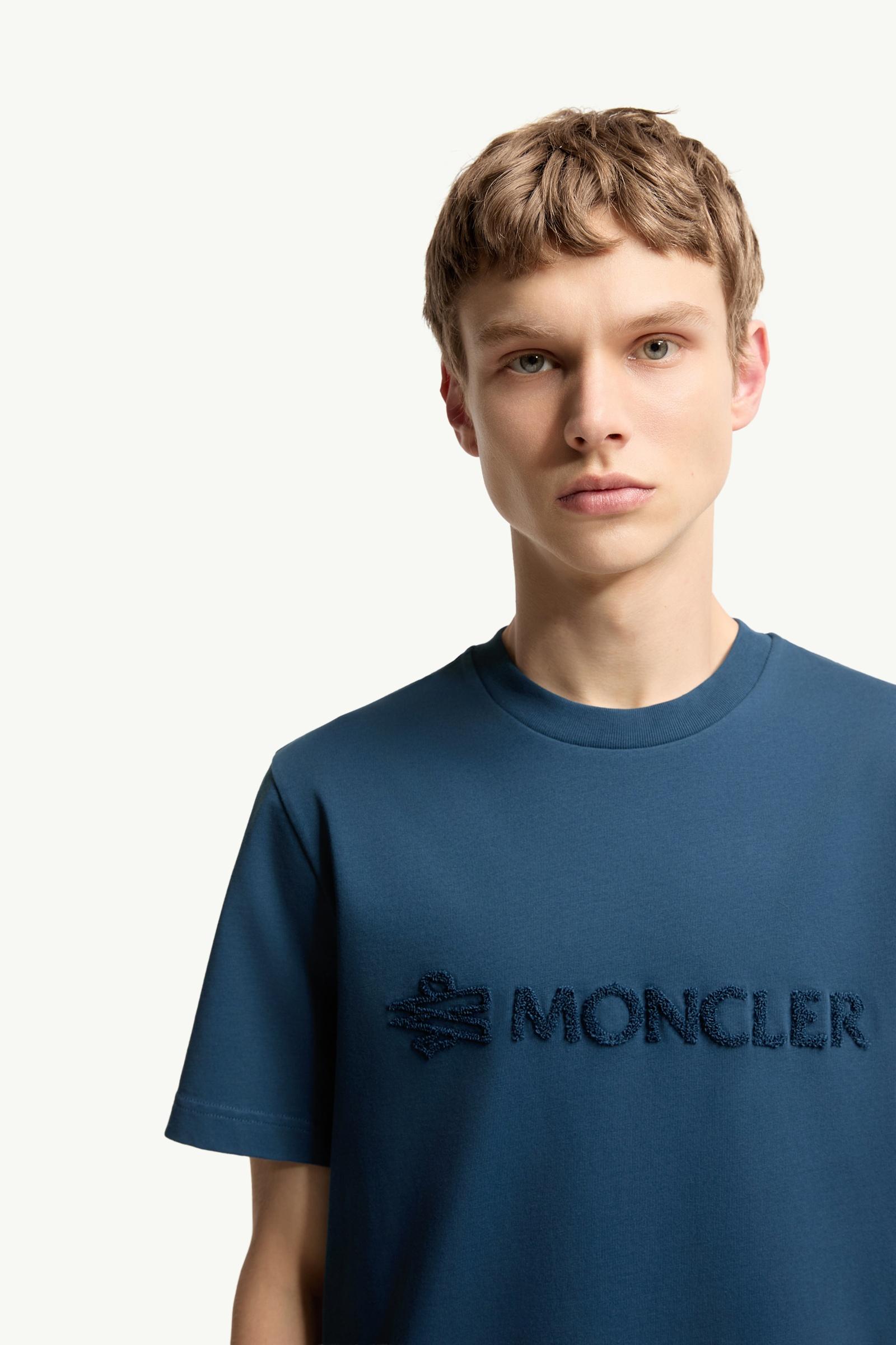 Moncler Logo Cotton T-Shirt Ink Blue Ink Blue